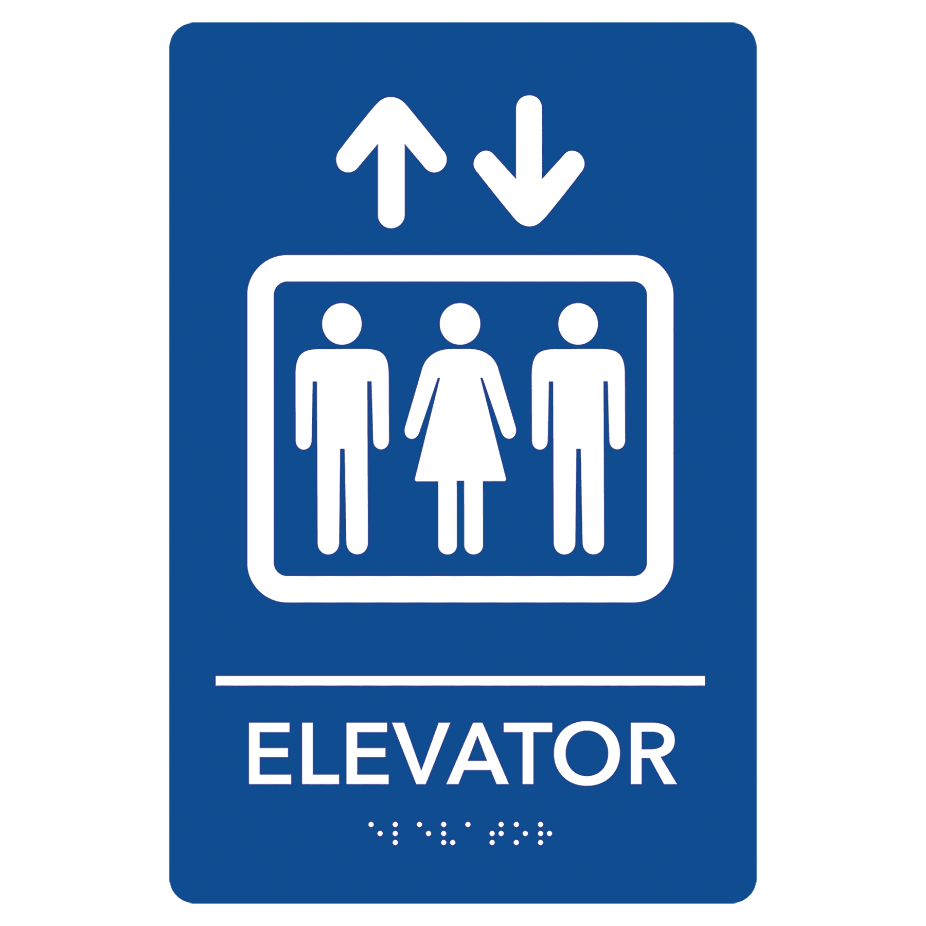 Elevator Pre-Designed ADA Sign, Blue/White, 6" x 9"