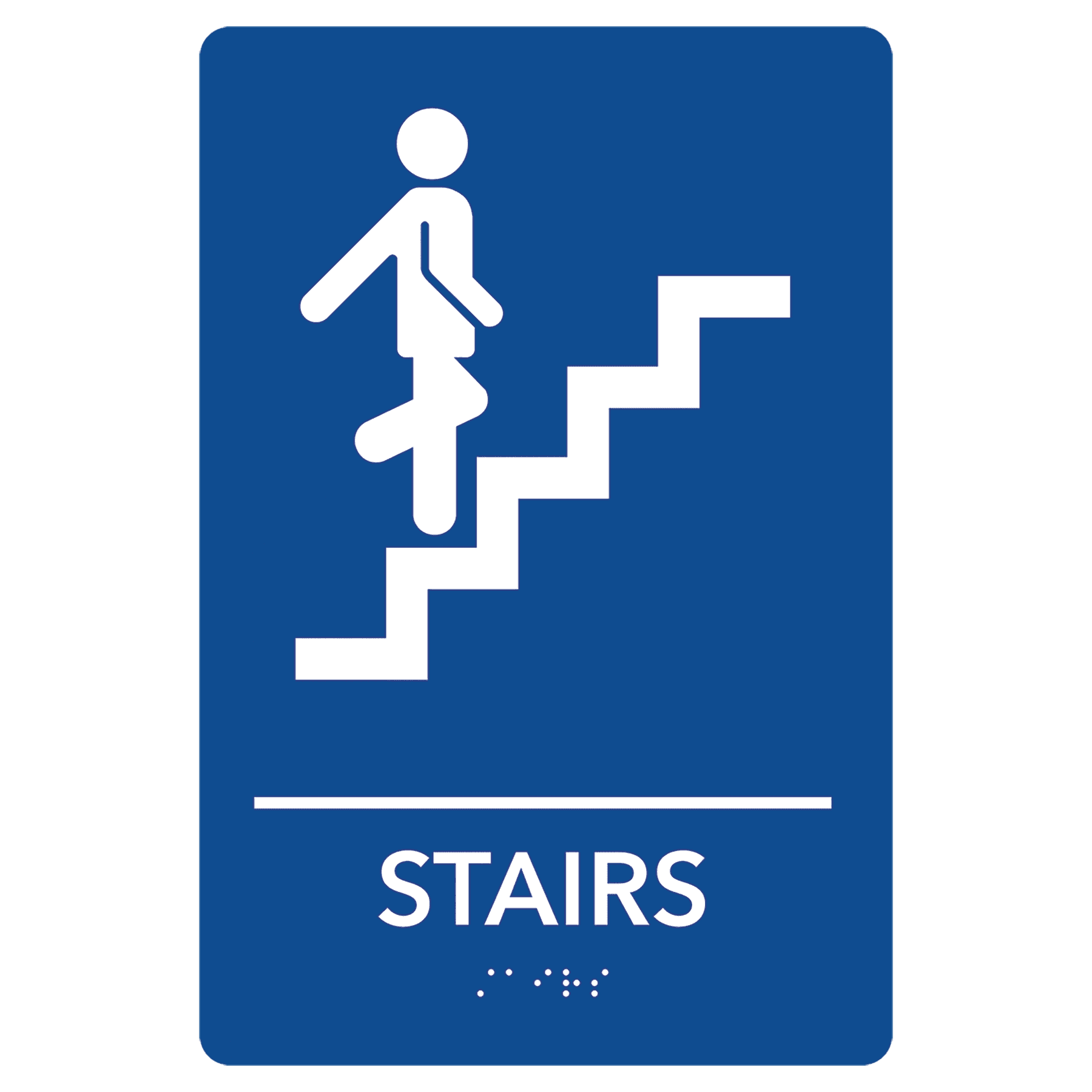Stairs Pre-Designed ADA Sign, Blue/White, 6" x 9"