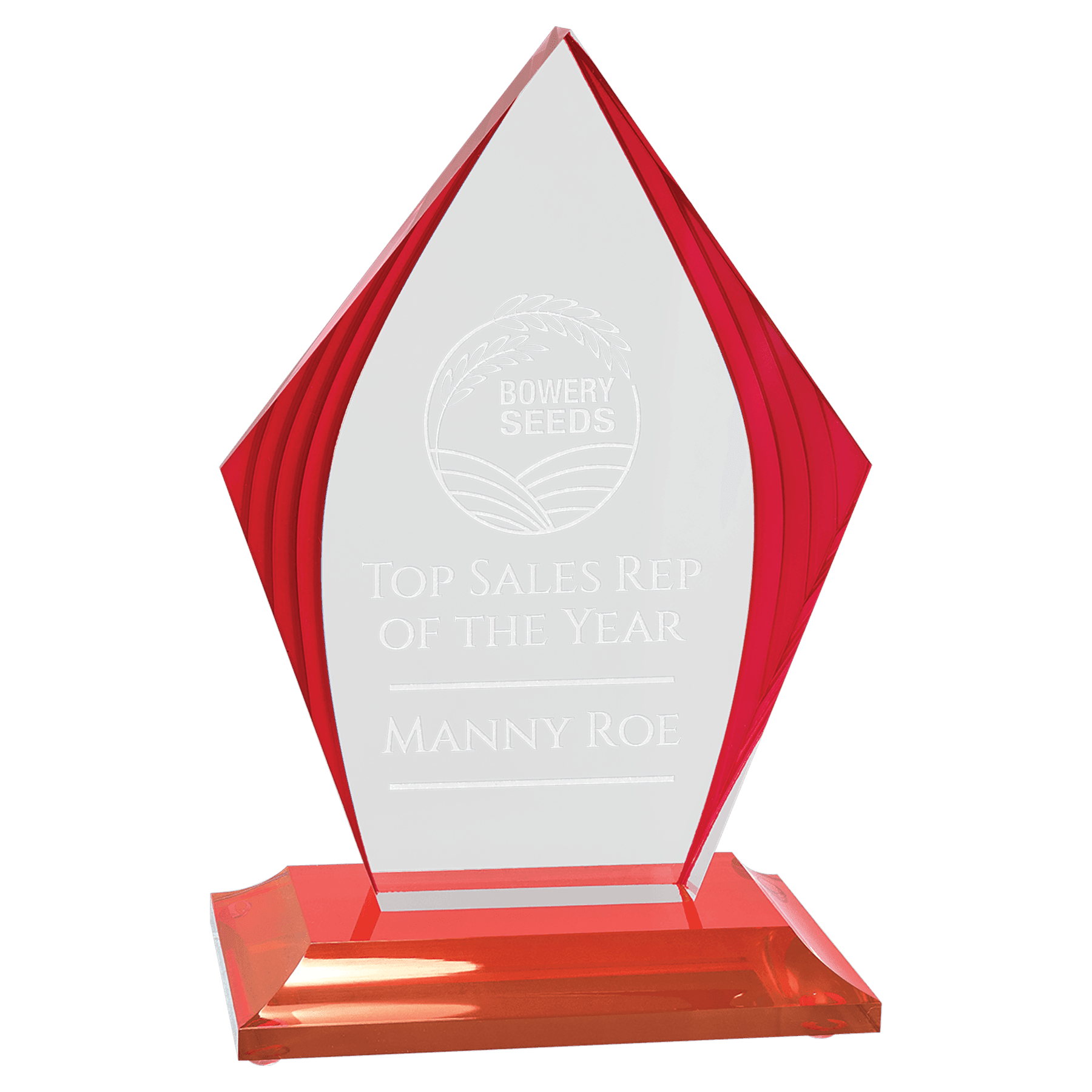 5 1/8" x 7 3/4" Flame Series Acrylic with Red Accented Upright and Base