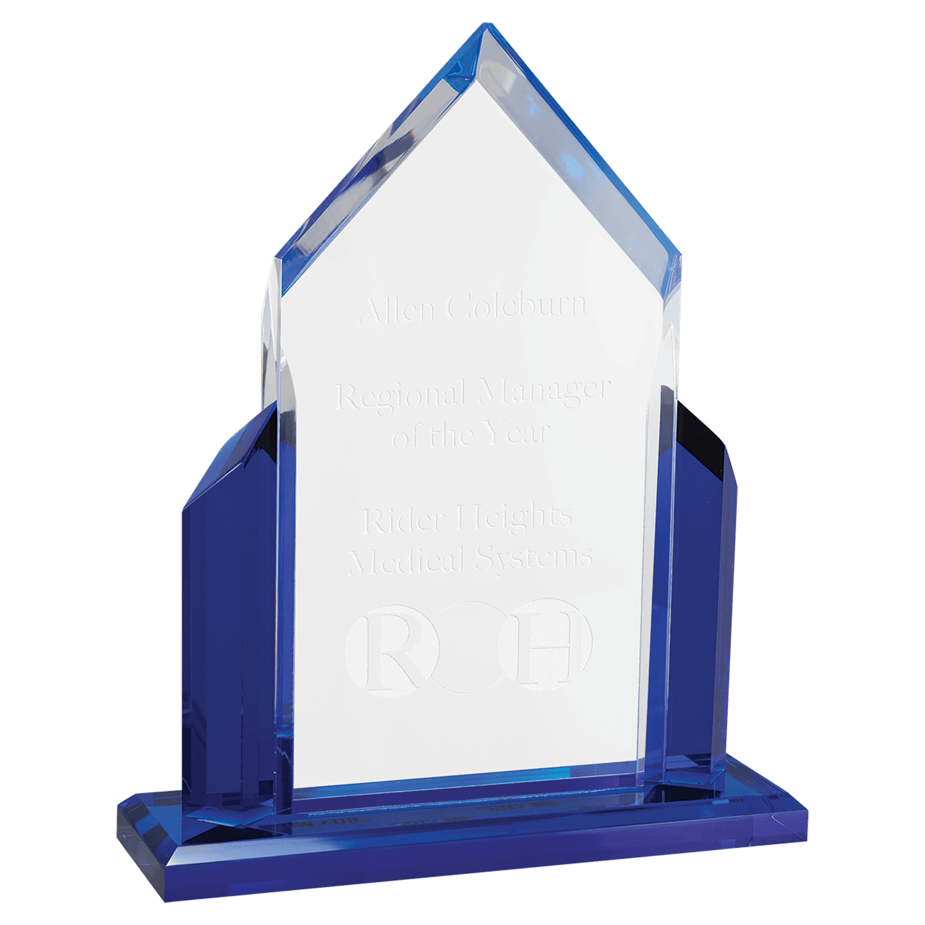 6 1/2" x 8" Peak Series Acrylic with Blue Accents, Blue Base