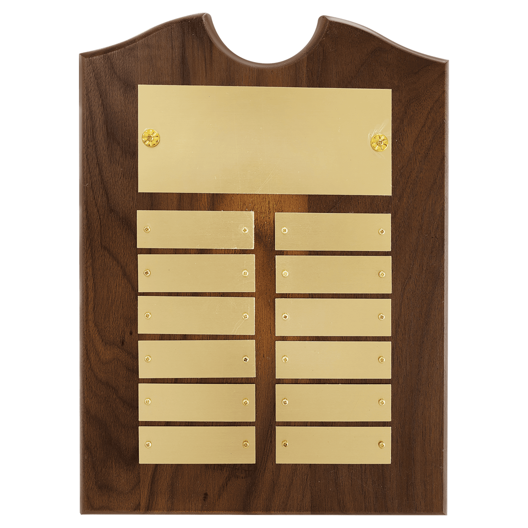 9" x 12"/Plates 7/8" x 2 3/4" American Walnut 12 Plate Perpetual Plaque with Brushed Brass Plates