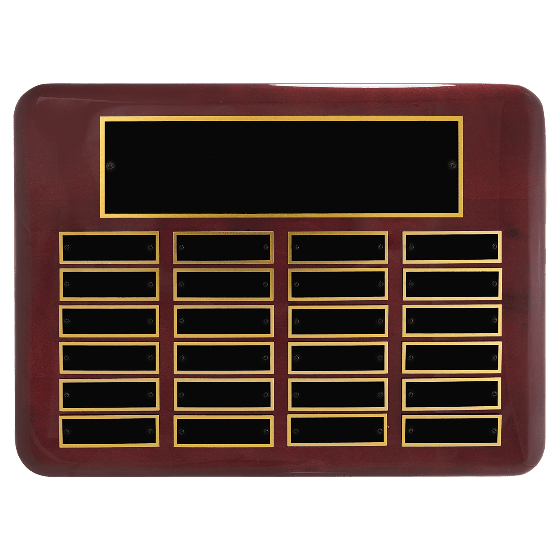 11" x 15"/Plates 7/8" x 2 3/4" Rosewood Piano Finish 24 Plate Perpetual Plaque with Black Brass Plates