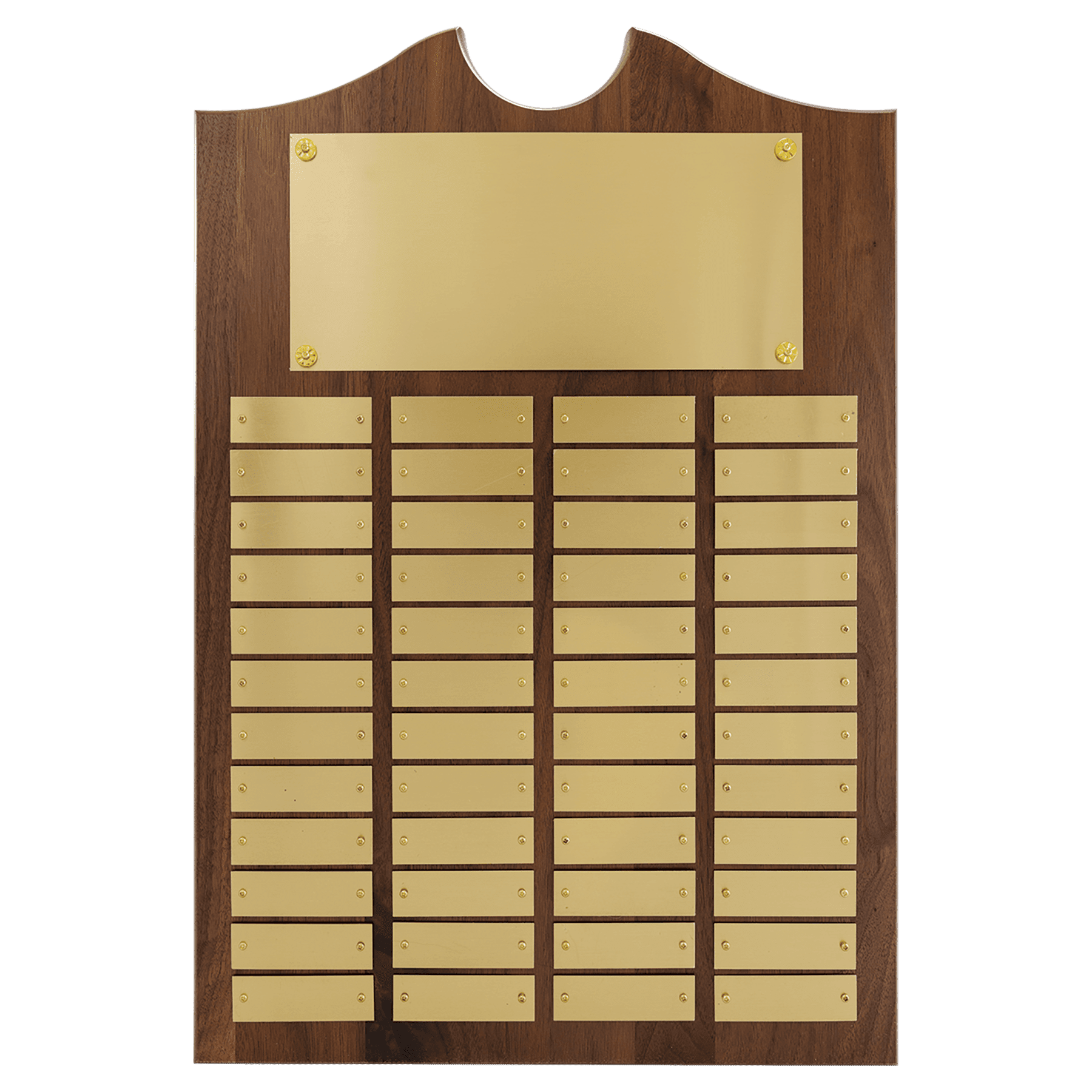 14" x 20"/Plates 7/8" x 2 3/4" American Walnut 48 Plate Perpetual Plaque with Brushed Brass Plates