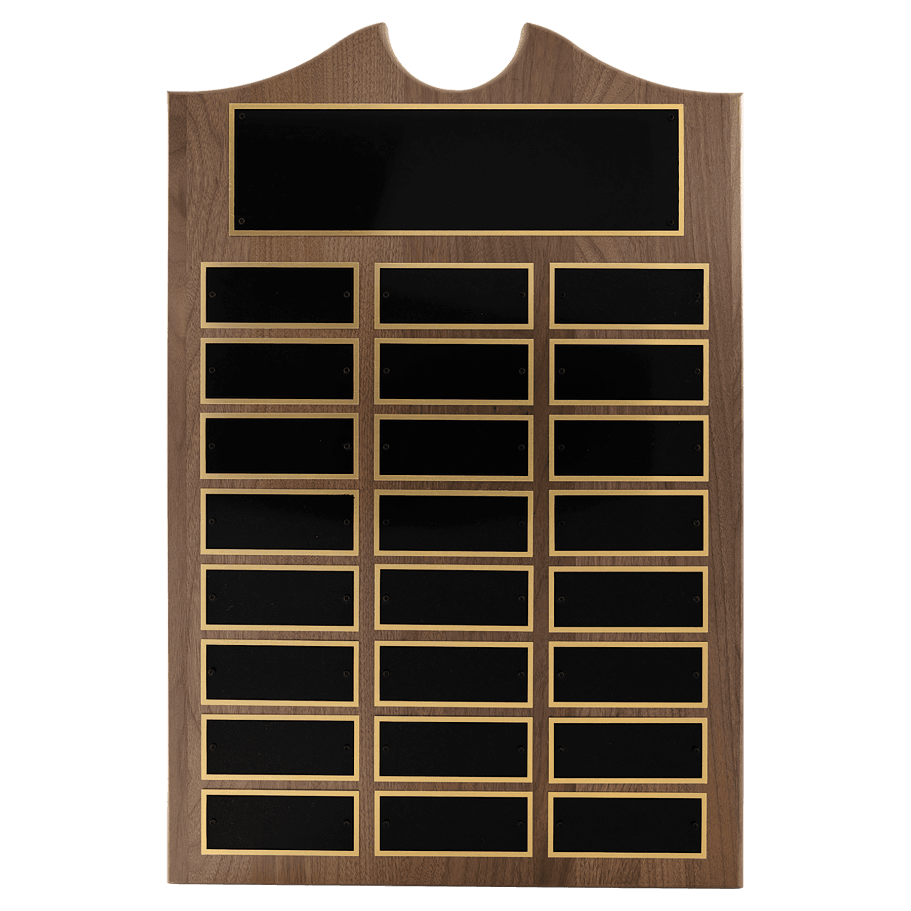 14" x 20"/Plates 1 1/2" x 3 3/4" American Walnut 24 Plate Perpetual Plaque with Black Brass Plates