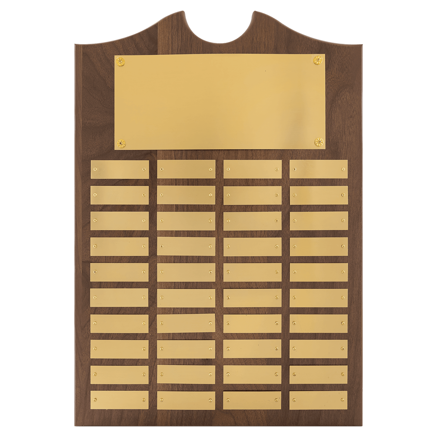 14" x 20"/Plates 7/8" x 2 3/4" American Walnut 40 Plate Perpetual Plaque with Brushed Brass Plates