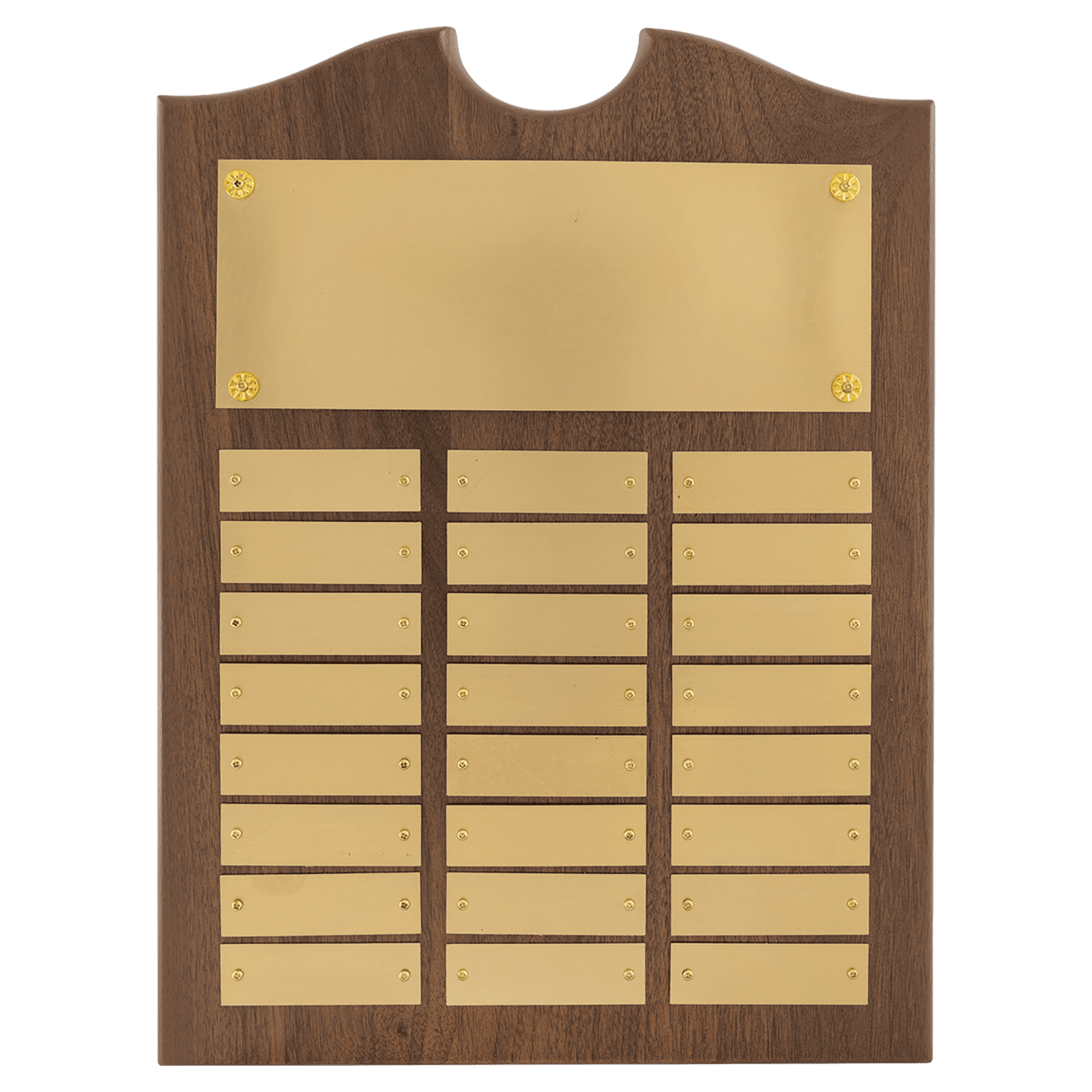 11" x 15"/Plates 7/8" x 2 3/4" American Walnut 24 Plate Perpetual Plaque with Brushed Brass Plates