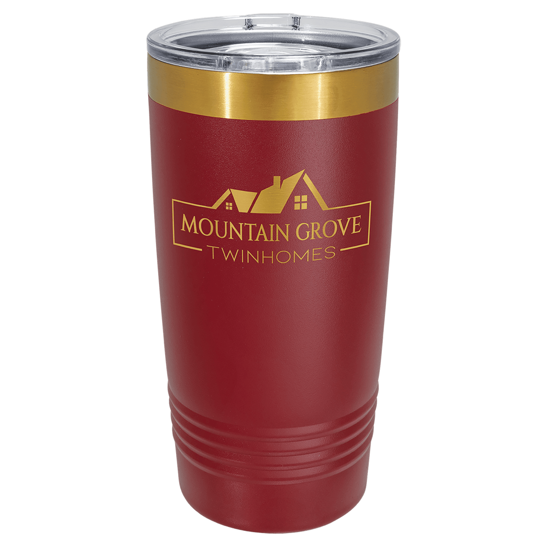 Polar Camel 20 oz. Maroon/Bright Gold ION-Plated Ringneck Tumbler with Slider Lid