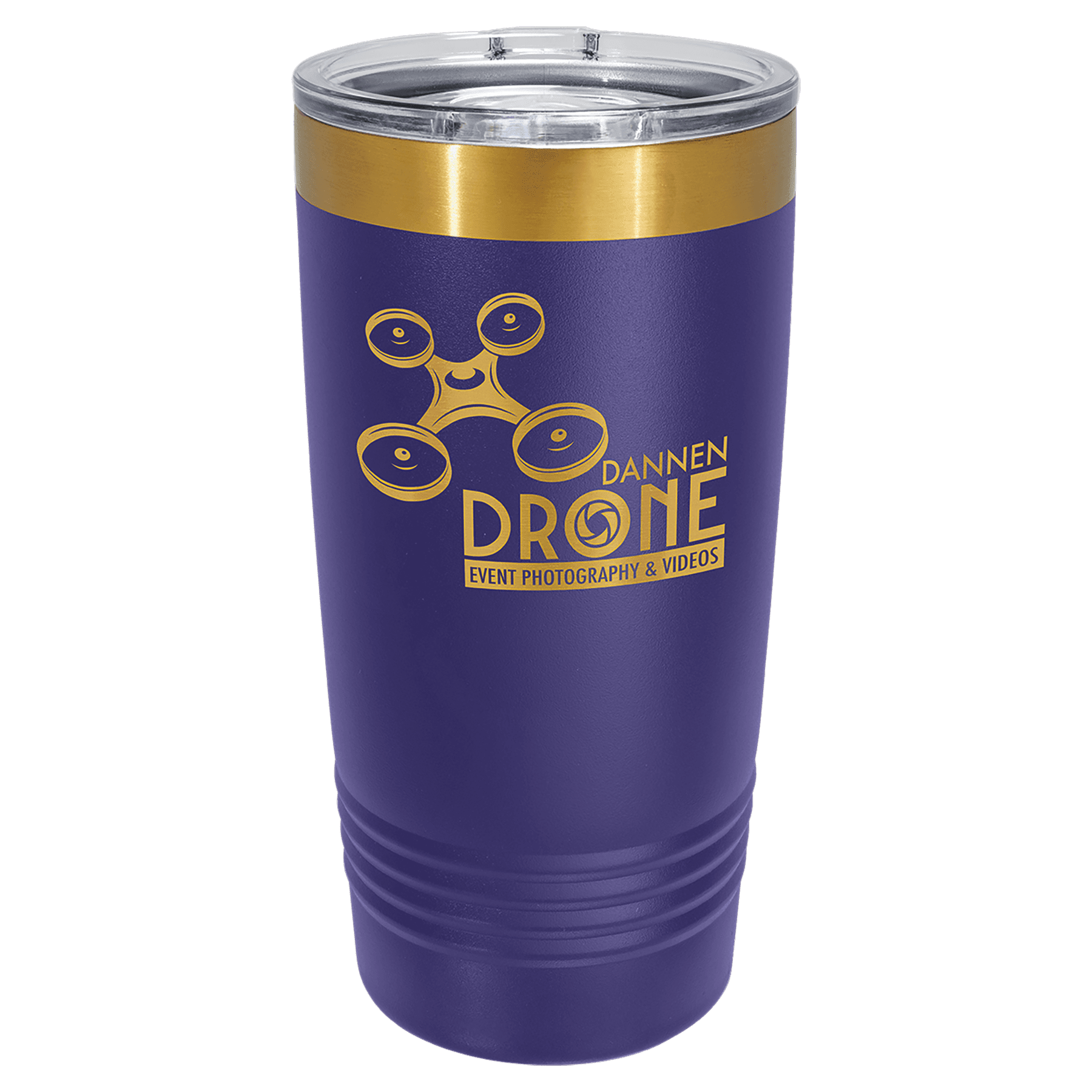 Polar Camel 20 oz. Purple/Bright Gold ION-Plated Ringneck Tumbler with Slider Lid