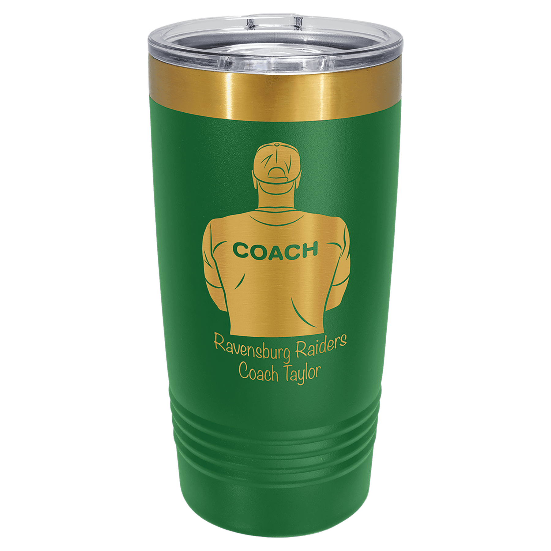 Polar Camel 20 oz. Green/Bright Gold ION-Plated Ringneck Tumbler with Slider Lid