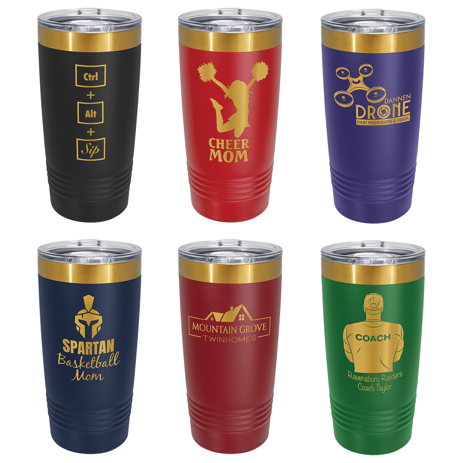 Polar Camel 20 oz. Bright Gold ION-Plated Tumbler with Slider Lid Sample   Set