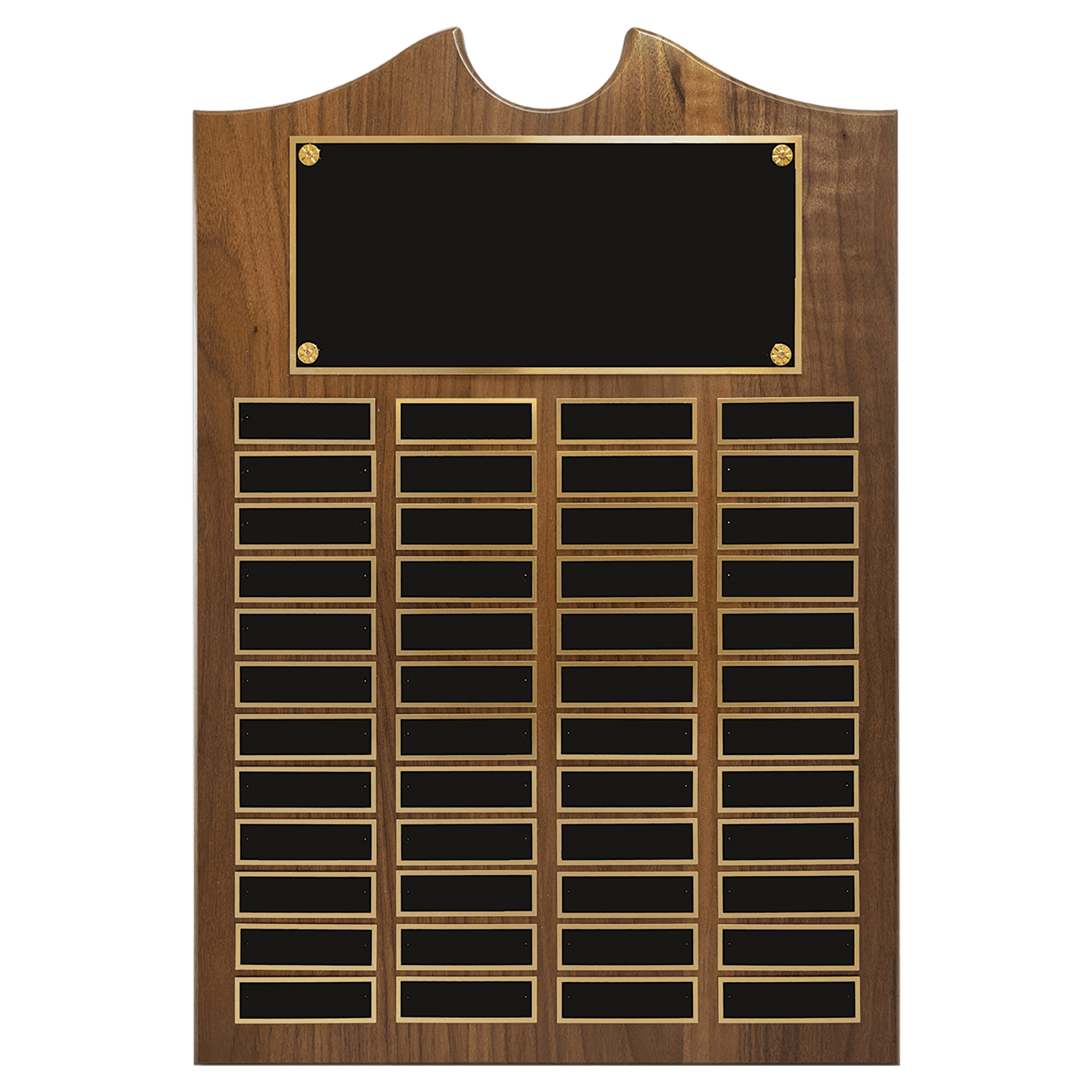 14" x 20" American Walnut Roster Plaque w/ 48 Plates