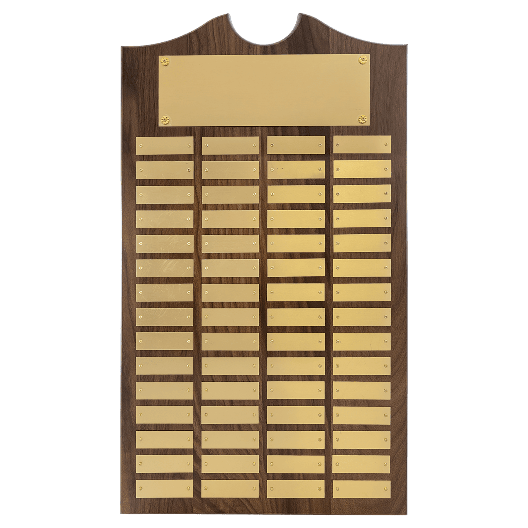 14" x 25"/Plates 7/8" x 2 3/4" American Walnut 60 Plate Perpetual Plaque with Brushed Brass Plates