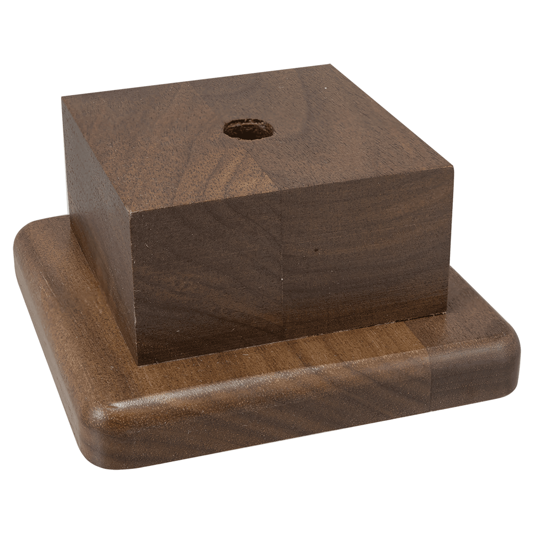 3 1/2" x 3 1/2" Genuine Walnut 2 Tiered Base
