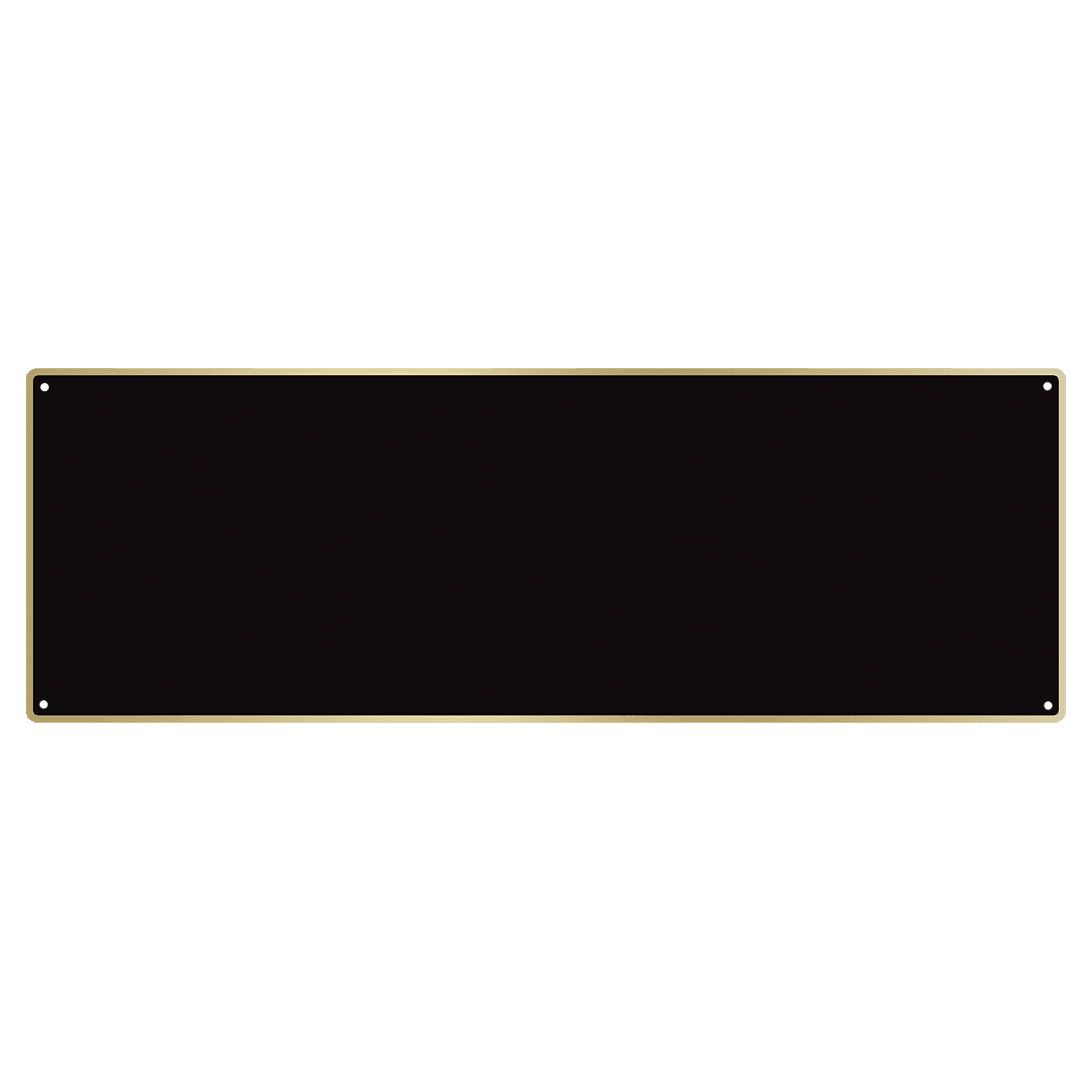 3 1/2" x 10 1/8" Black Laserable Brass Plate with Thin Gold Border, 4 Holes, and Rounded Corners