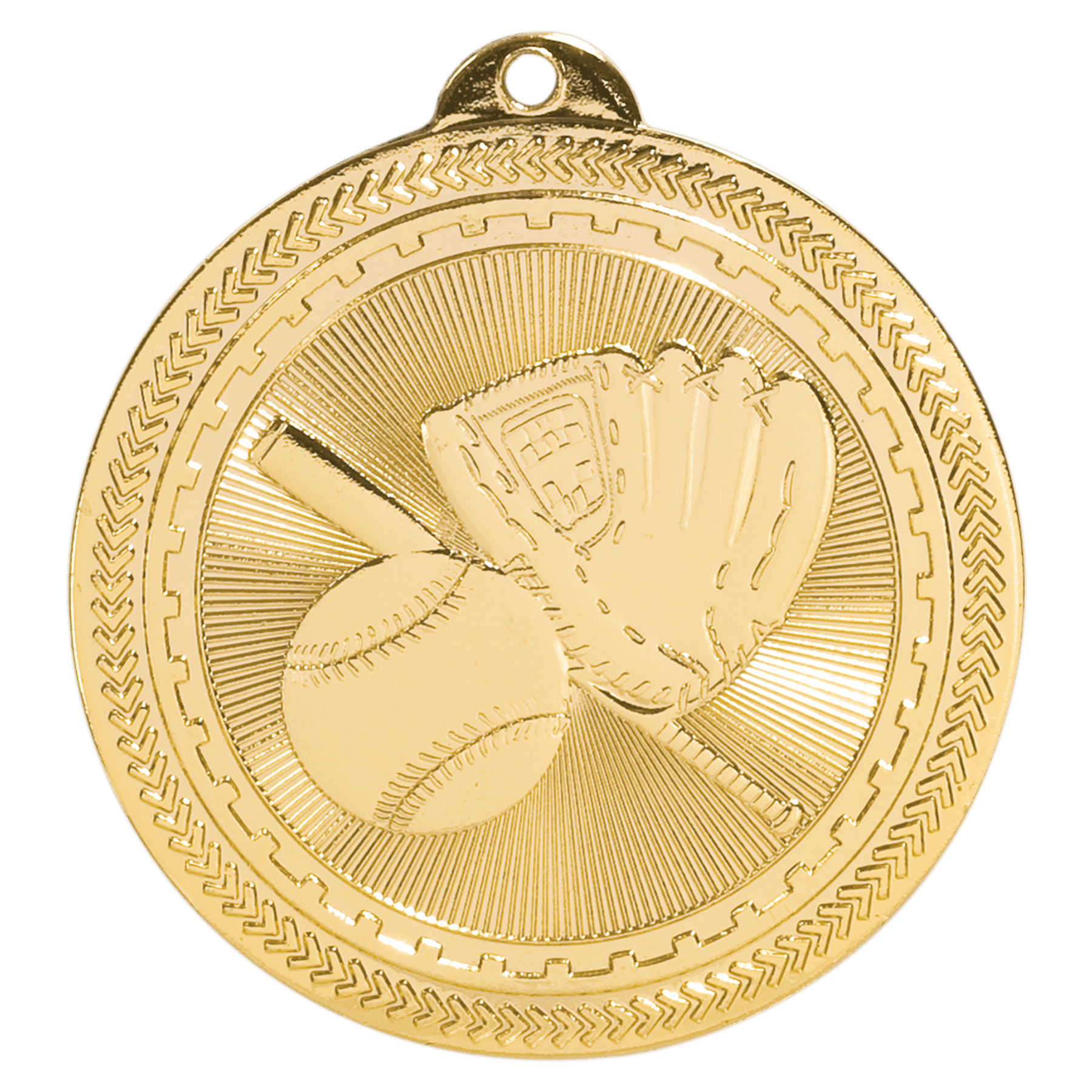 2" Bright Gold Baseball/Softball Laserable BriteLazer Medal