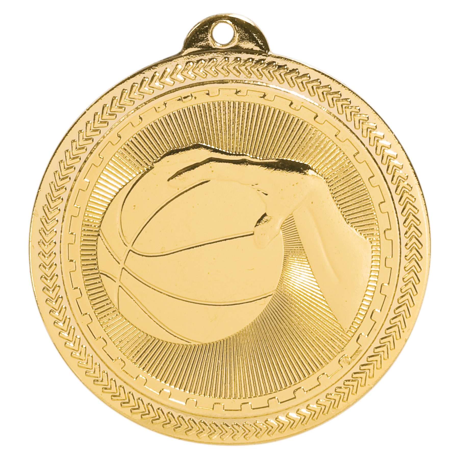 2" Bright Gold Basketball Laserable BriteLazer Medal
