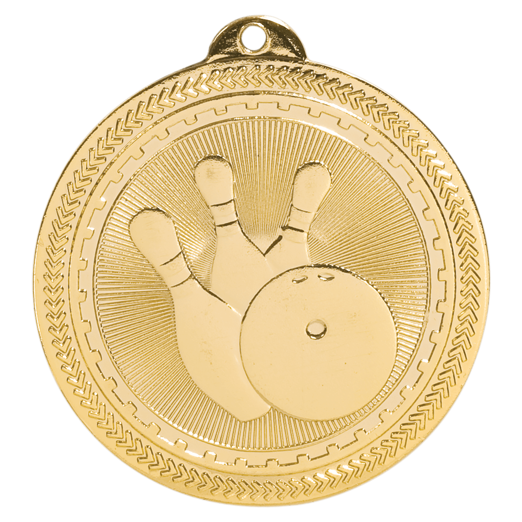 2" Bright Gold Bowling Laserable BriteLazer Medal