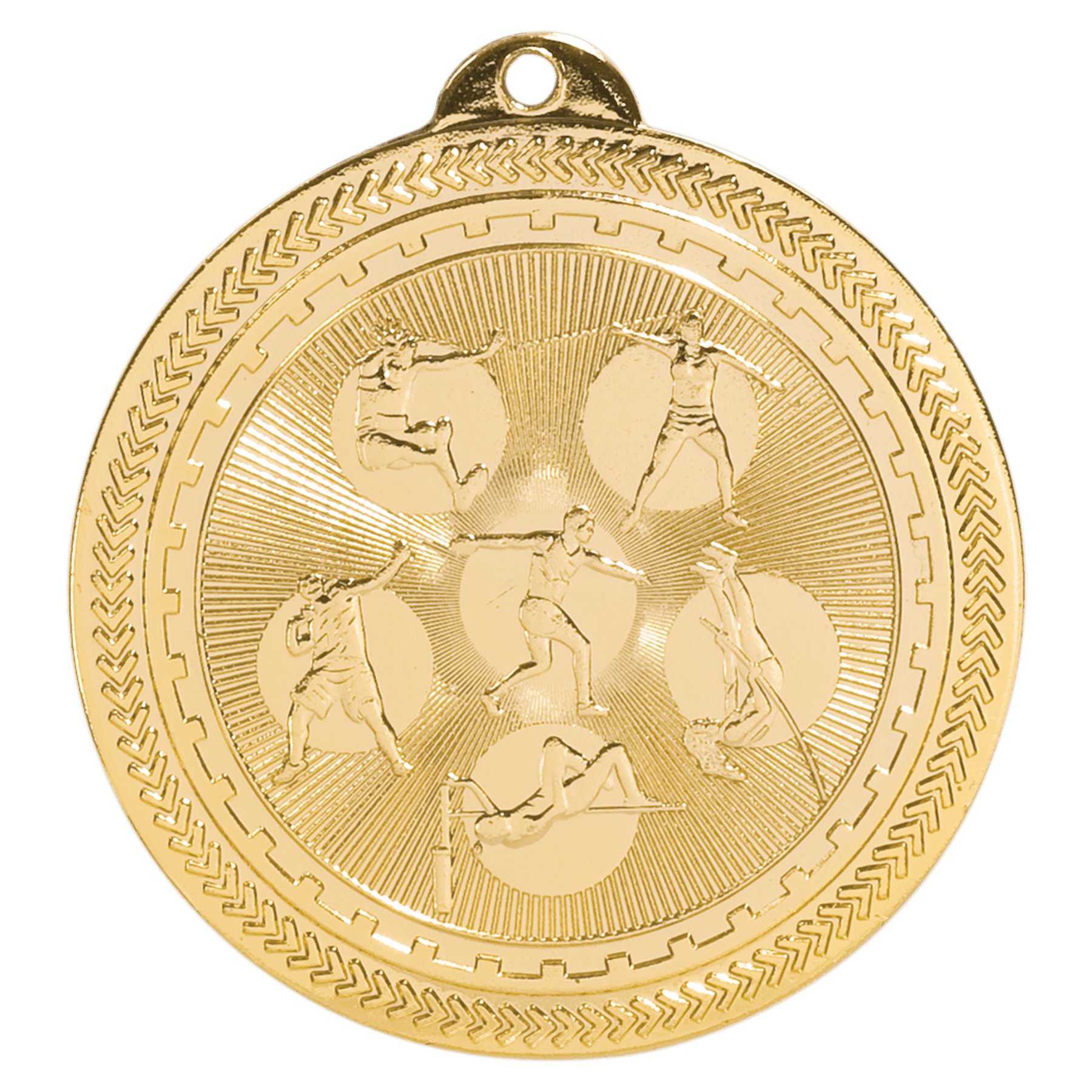 2" Bright Gold Field Events Laserable BriteLazer Medal