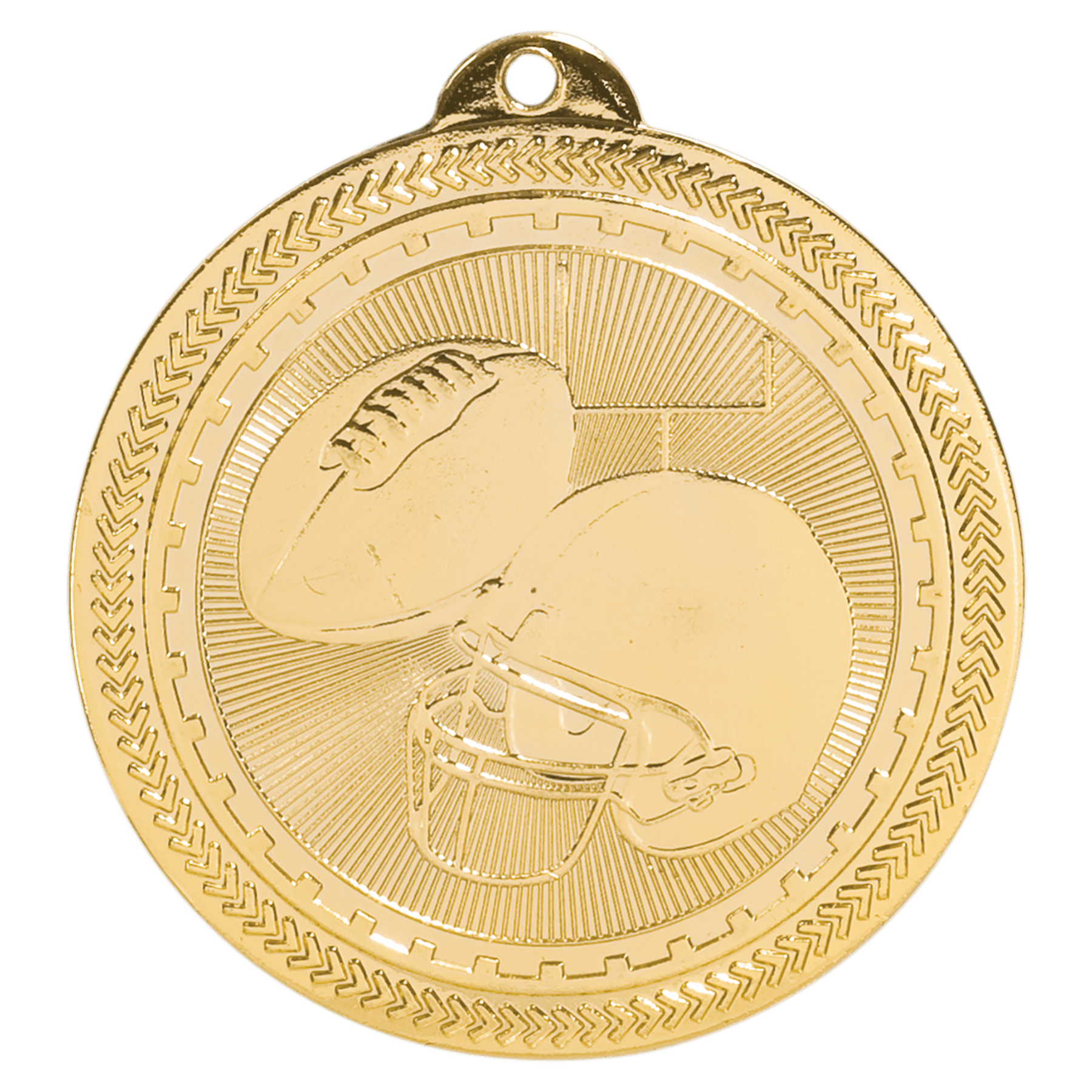 2" Bright Gold Football Laserable BriteLazer Medal
