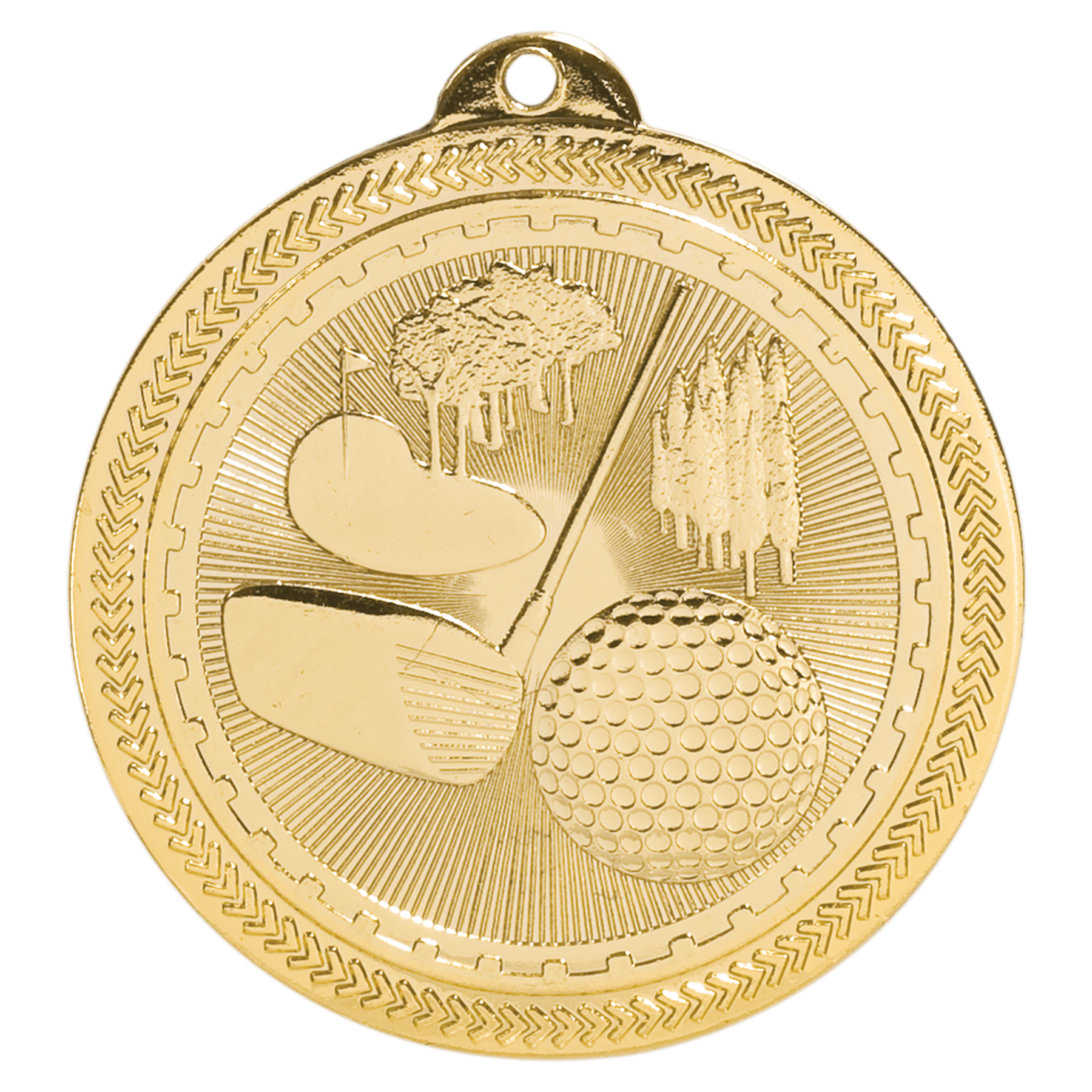 2" Bright Gold Golf Laserable BriteLazer Medal