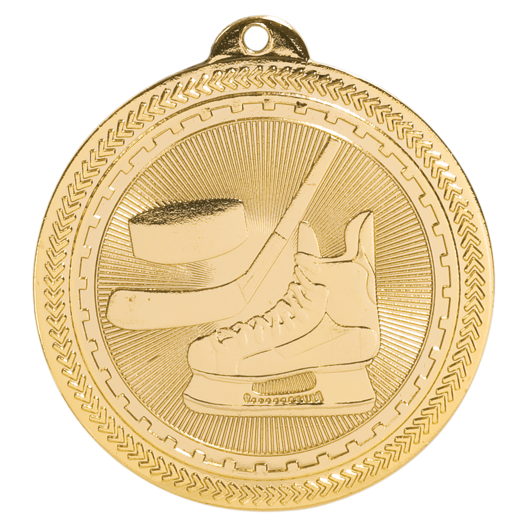 2" Bright Gold Hockey Laserable BriteLazer Medal