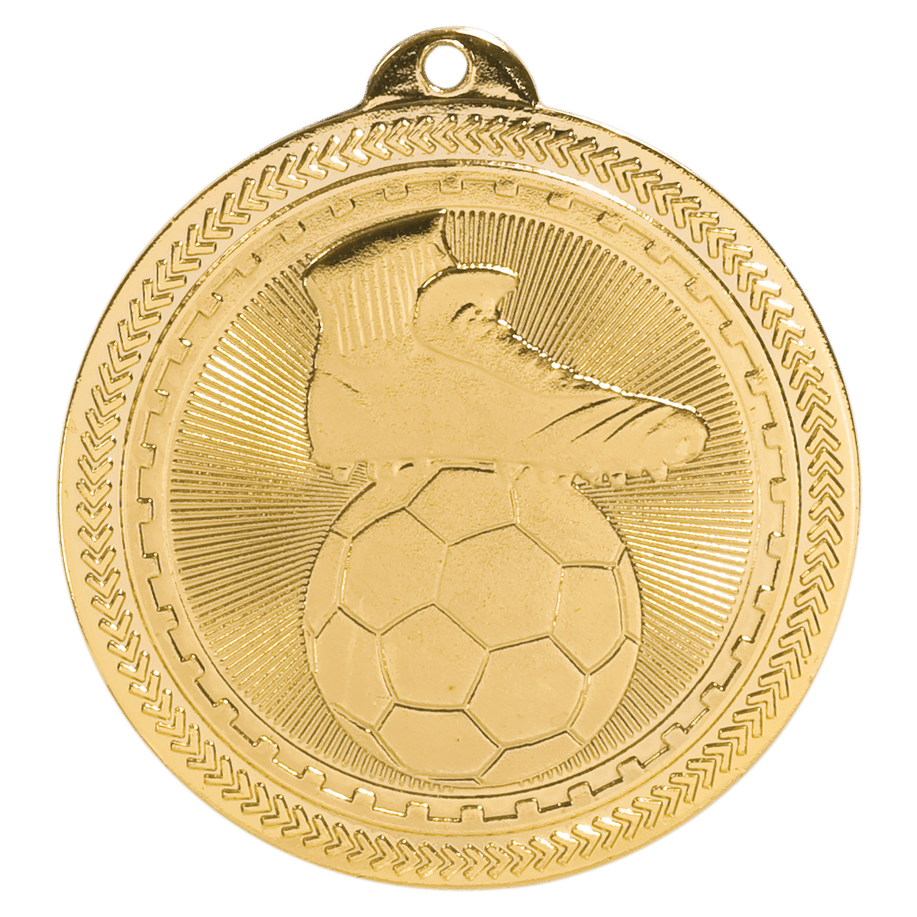 2" Bright Gold Soccer Laserable BriteLazer Medal