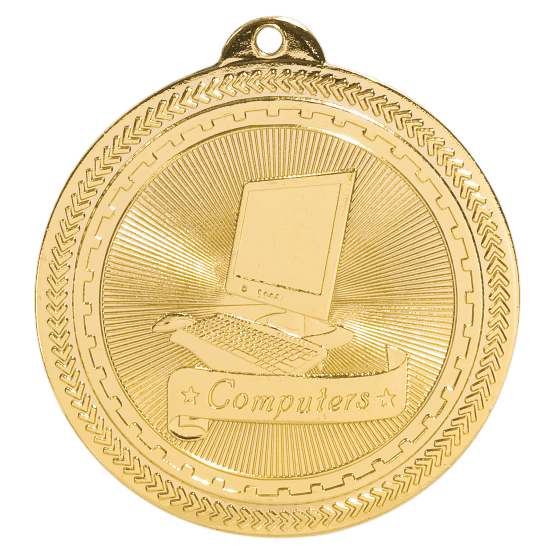 2" Bright Gold Computers Laserable BriteLazer Medal