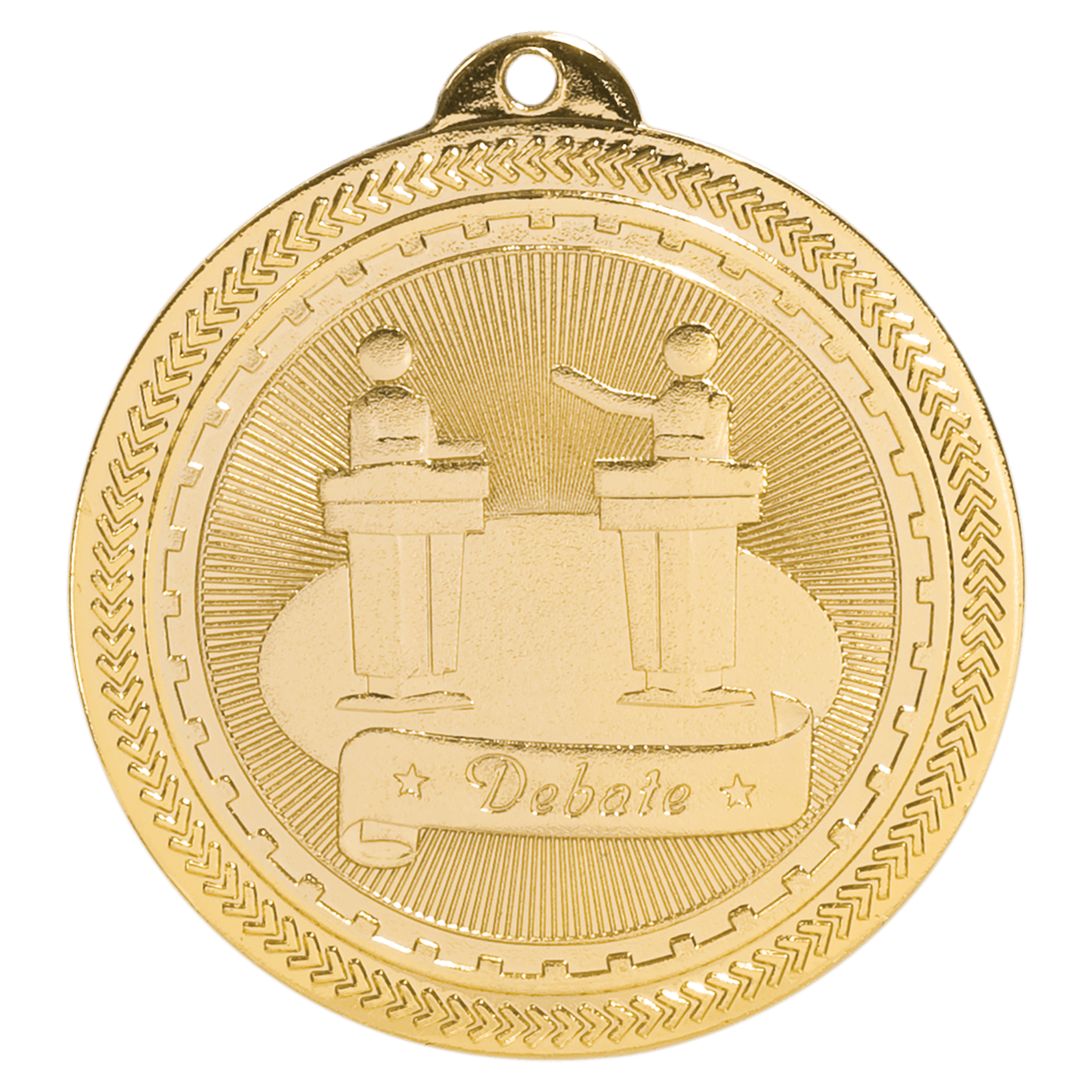 2" Bright Gold Debate Laserable BriteLazer Medal
