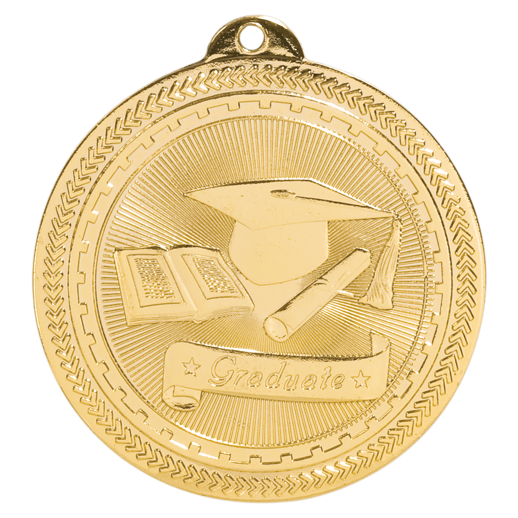 2" Bright Gold Graduate Laserable BriteLazer Medal