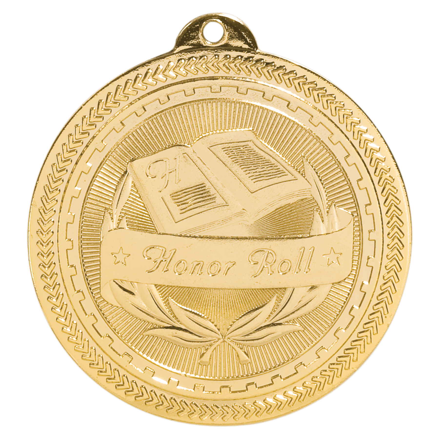 2" Bright Gold Honor Roll Laserable BriteLazer Medal