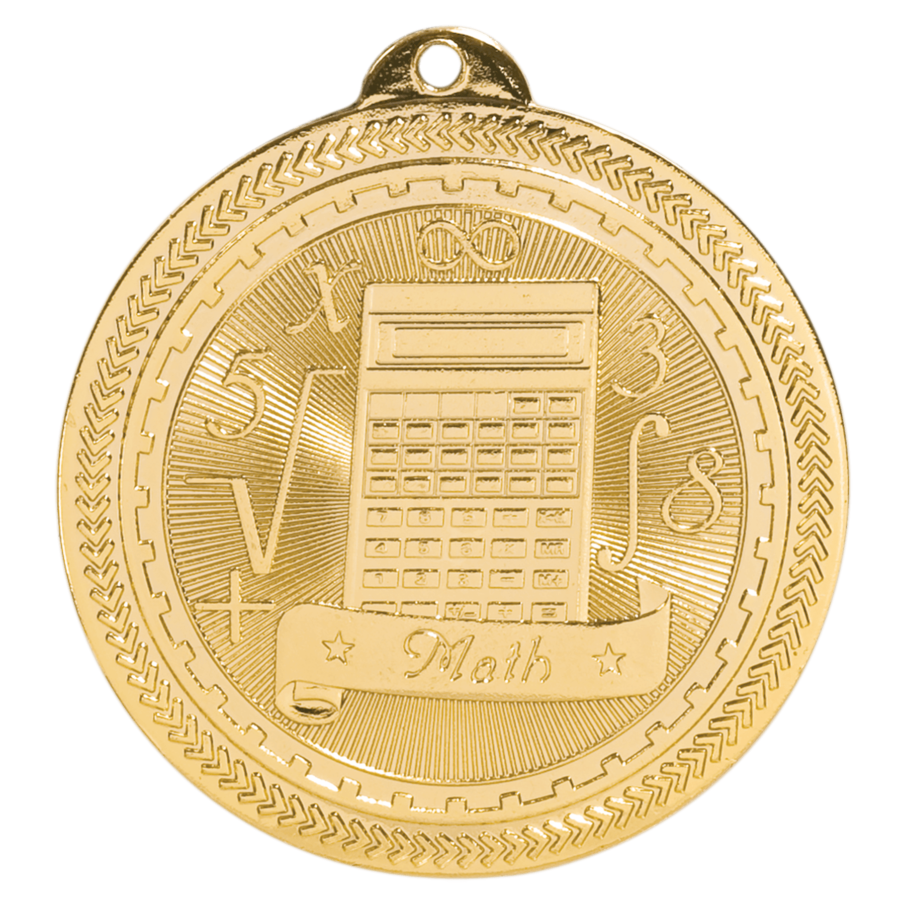 2" Bright Gold Math Laserable BriteLazer Medal