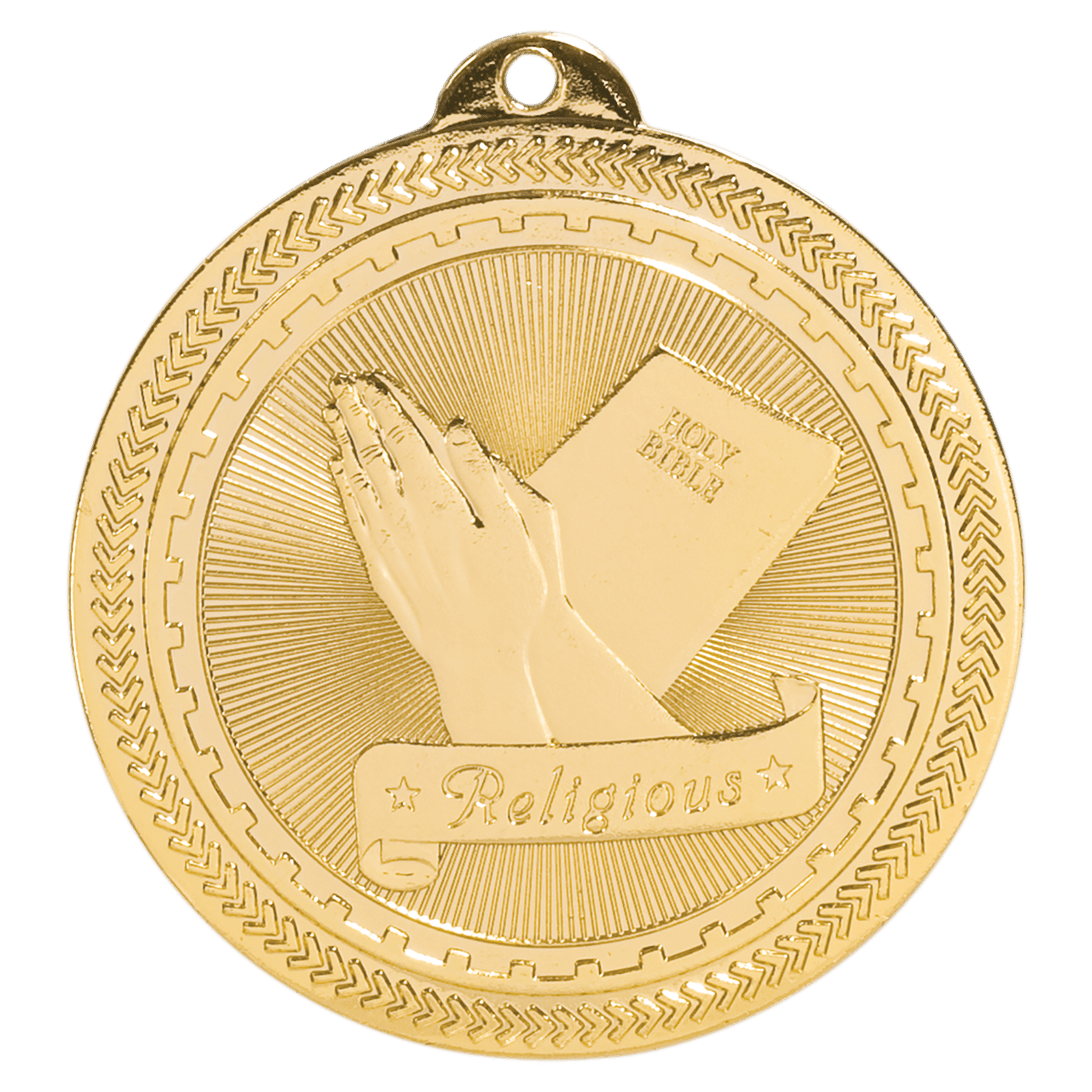 2" Bright Gold Religious Laserable BriteLazer Medal