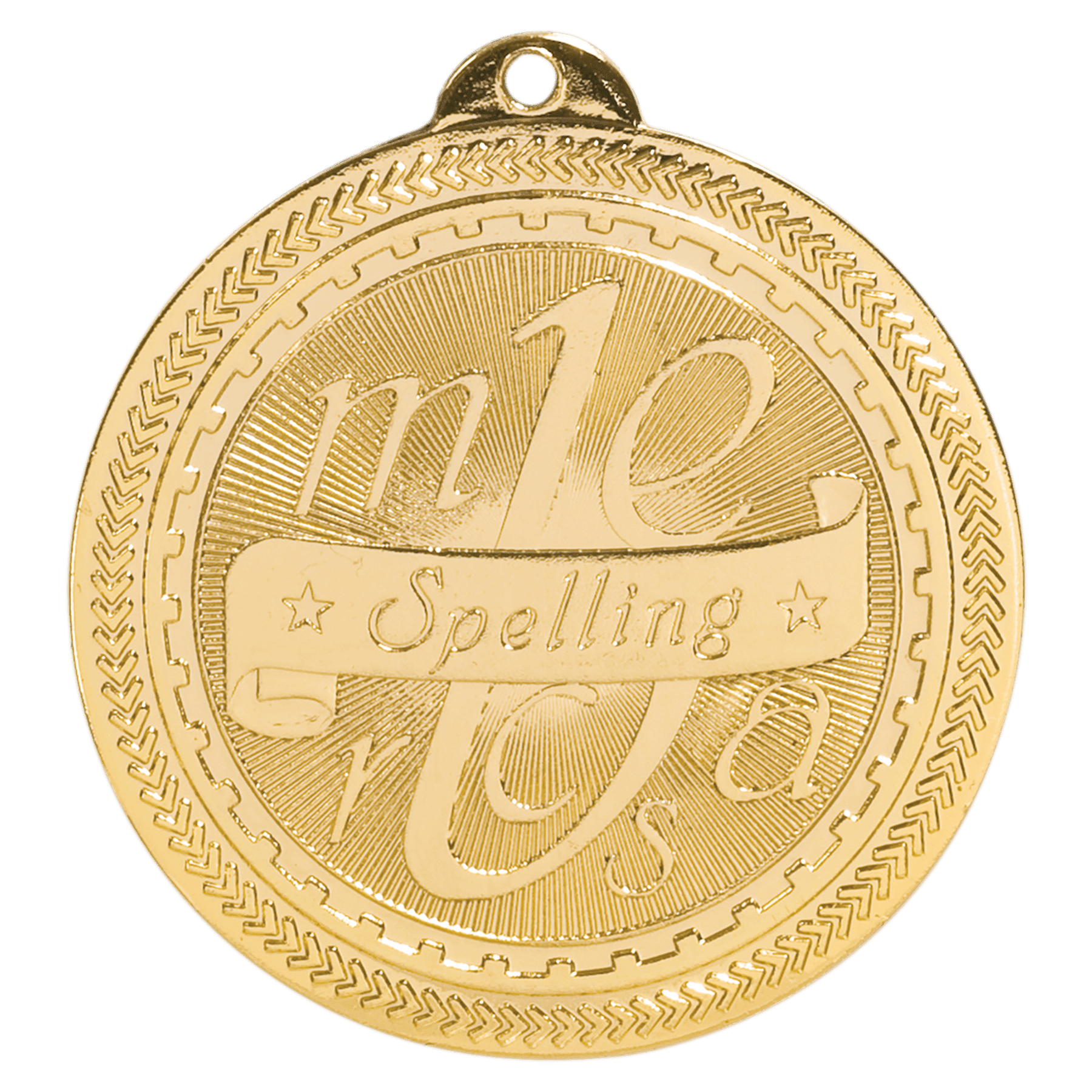 2" Bright Gold Spelling Laserable BriteLazer Medal