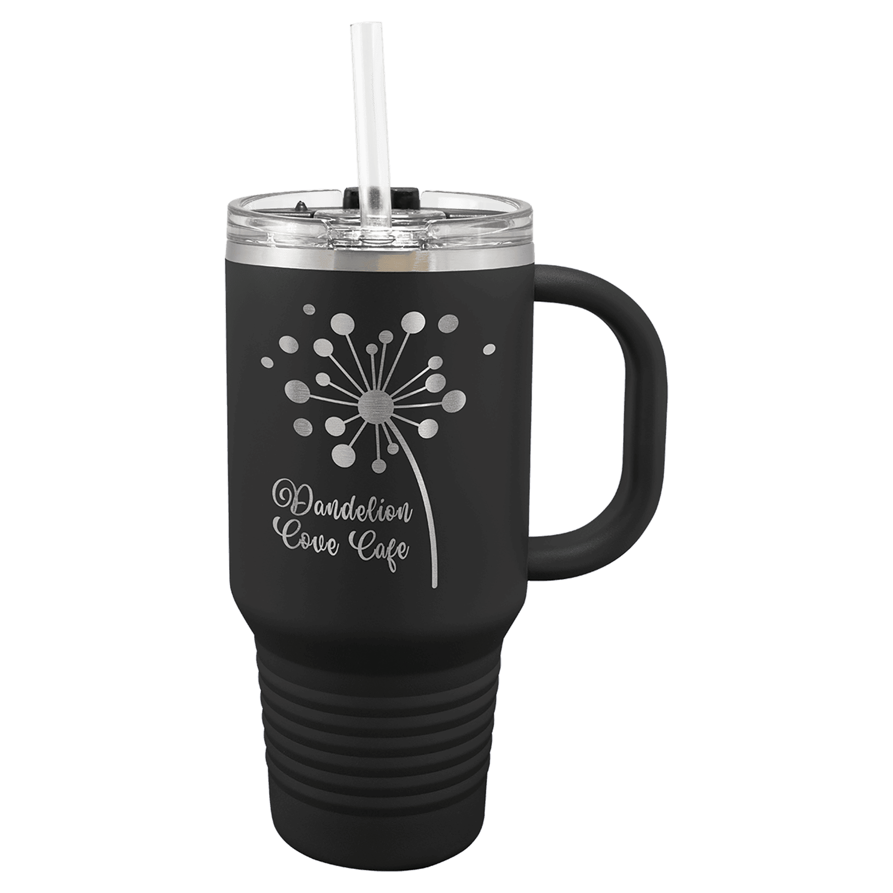 Polar Camel 32 oz. Black Travel Mug with Snap Lid & Straw