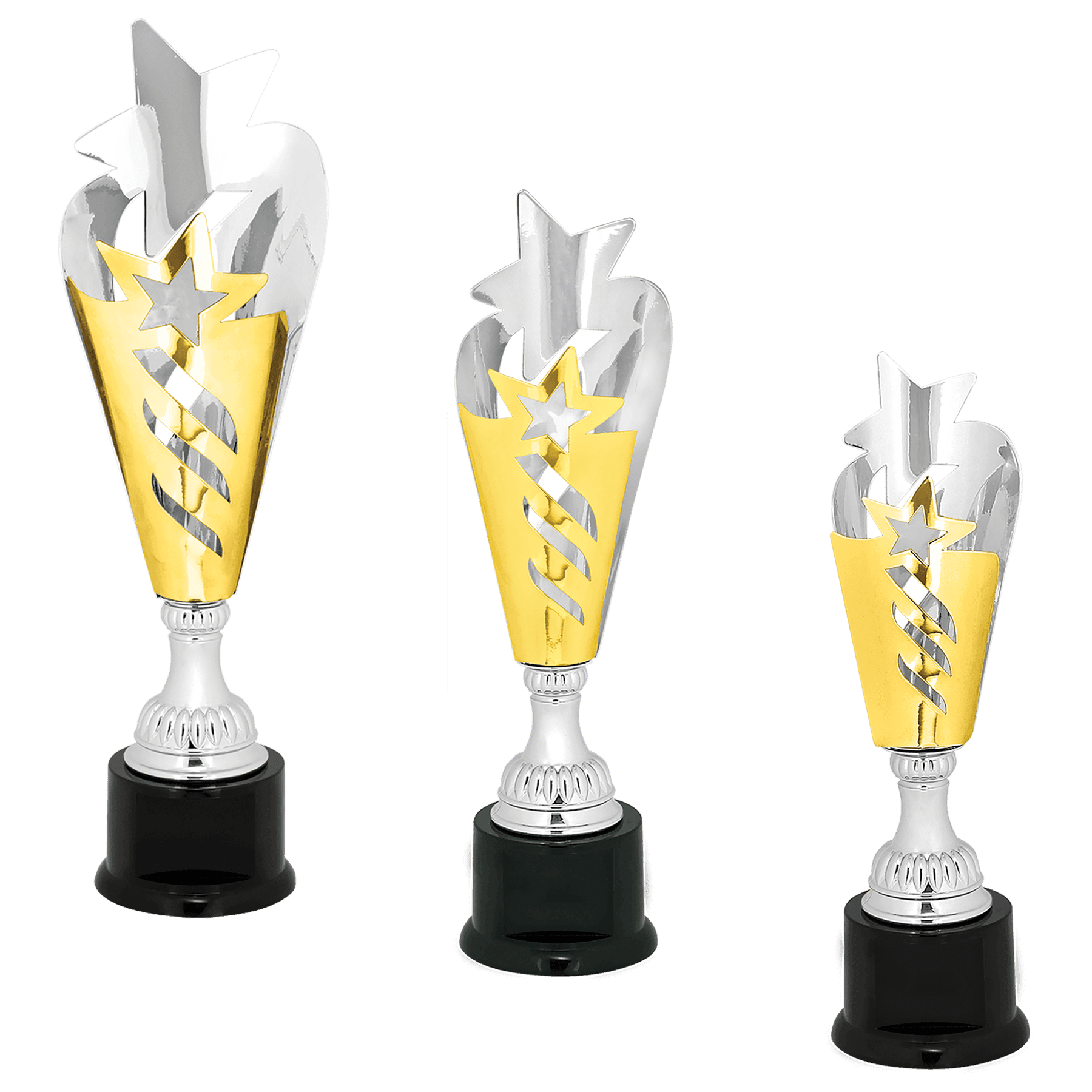 Silver & Gold Star Completed Metal Cup with Plastic Base Sample Set