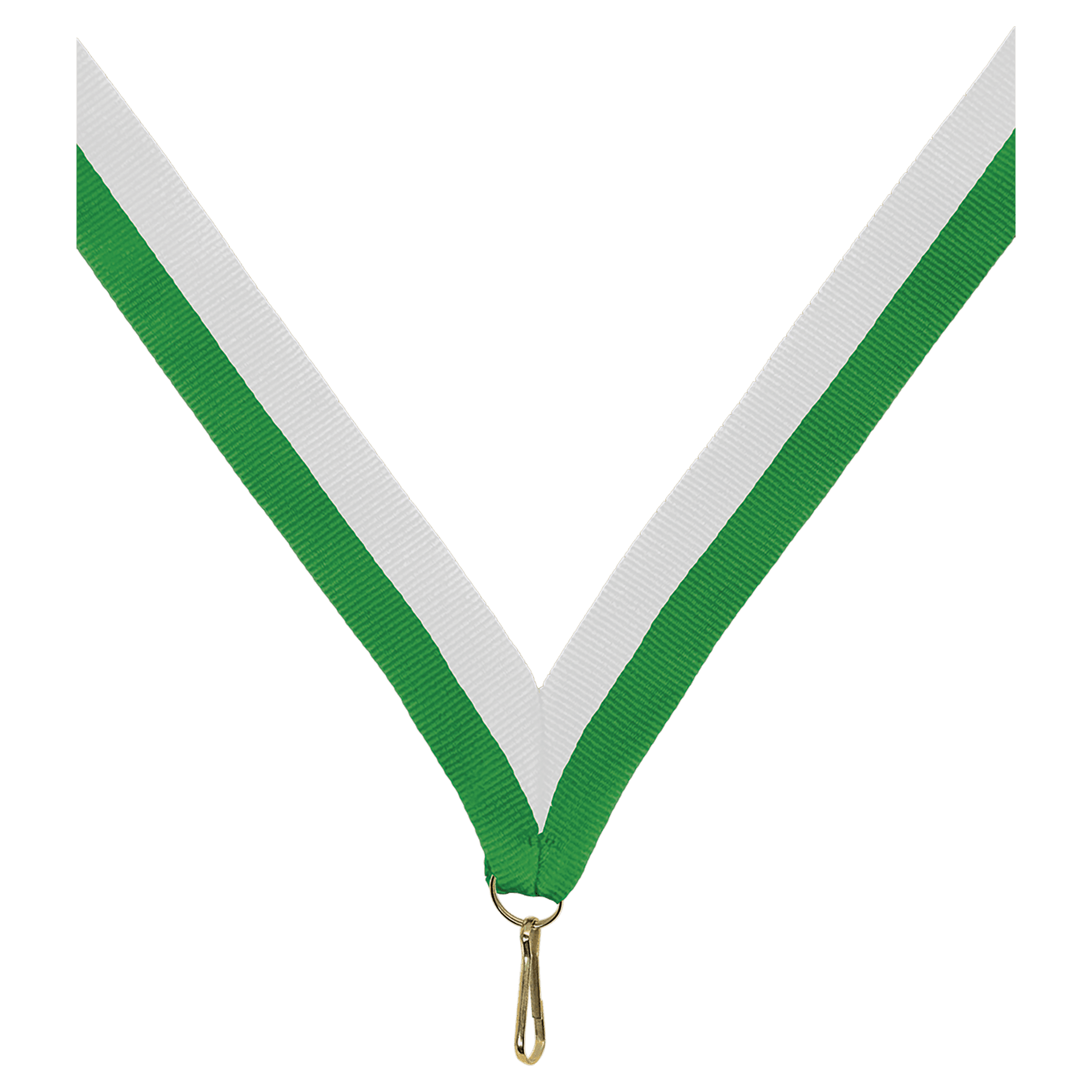 7/8" Green/White Neck Ribbon with Snap Clip