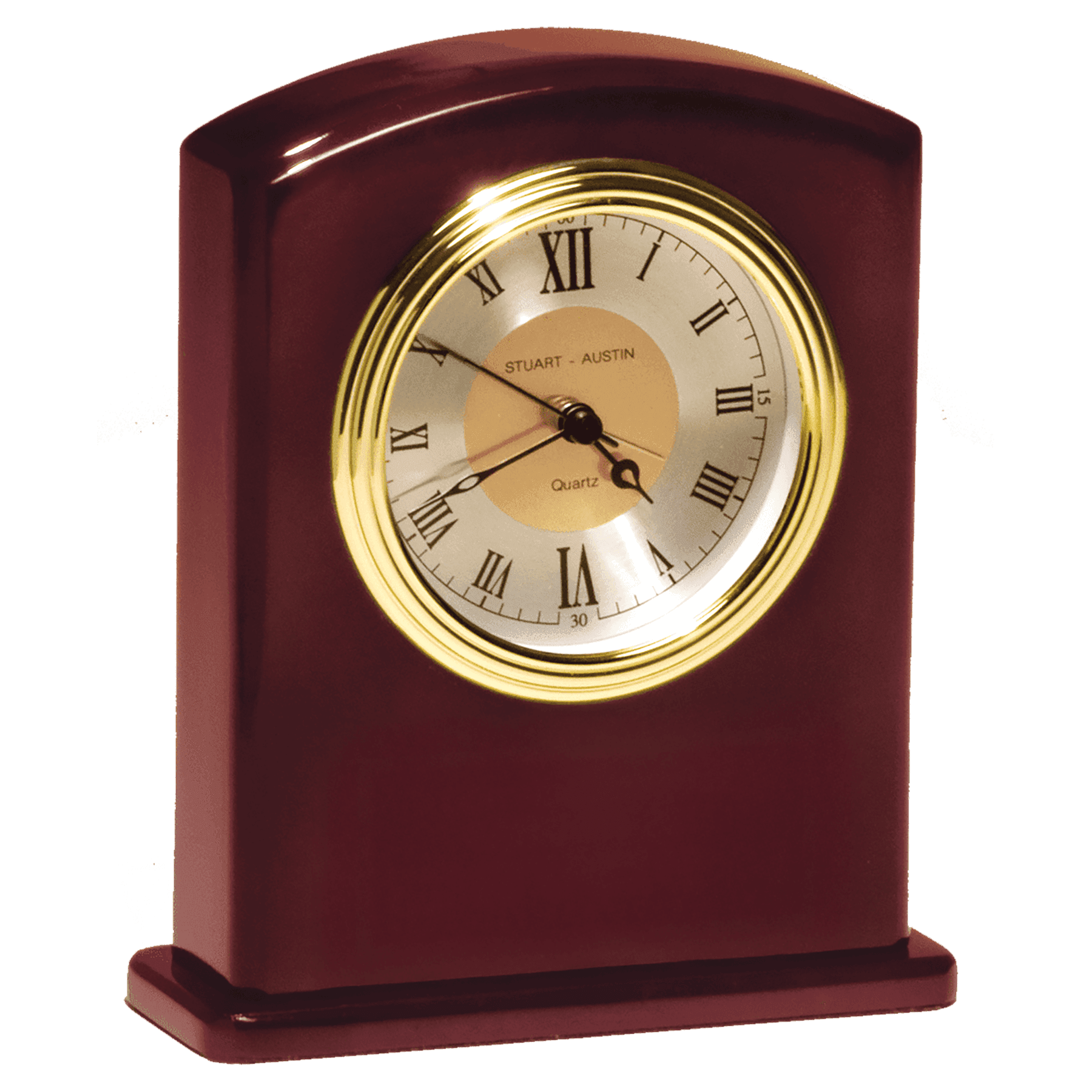 5 1/4" x 6 3/4" High Gloss Rosewood Finish Clock, Diamond Spun Dial, 3 HandMovement-No Plate
