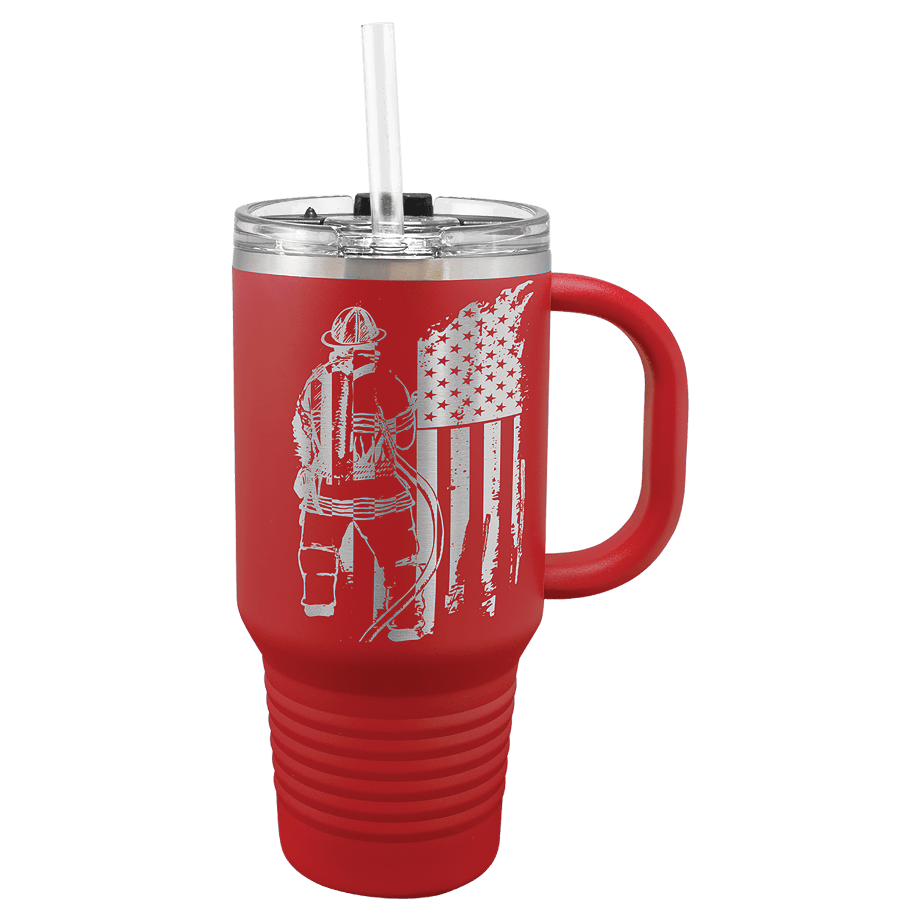 Polar Camel 32 oz. Red Travel Mug with Snap Lid and Straw