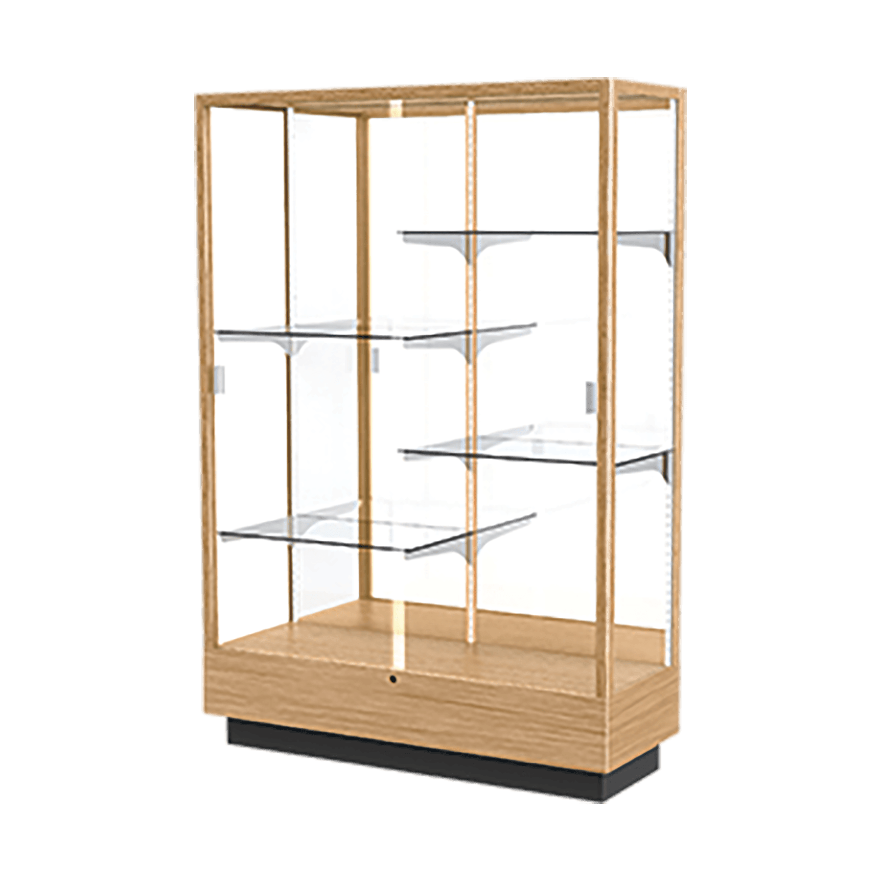 70"H x 48"W x 18"D Natural Maple Hardwood, Mirror Back, Heritage Wood Display Case