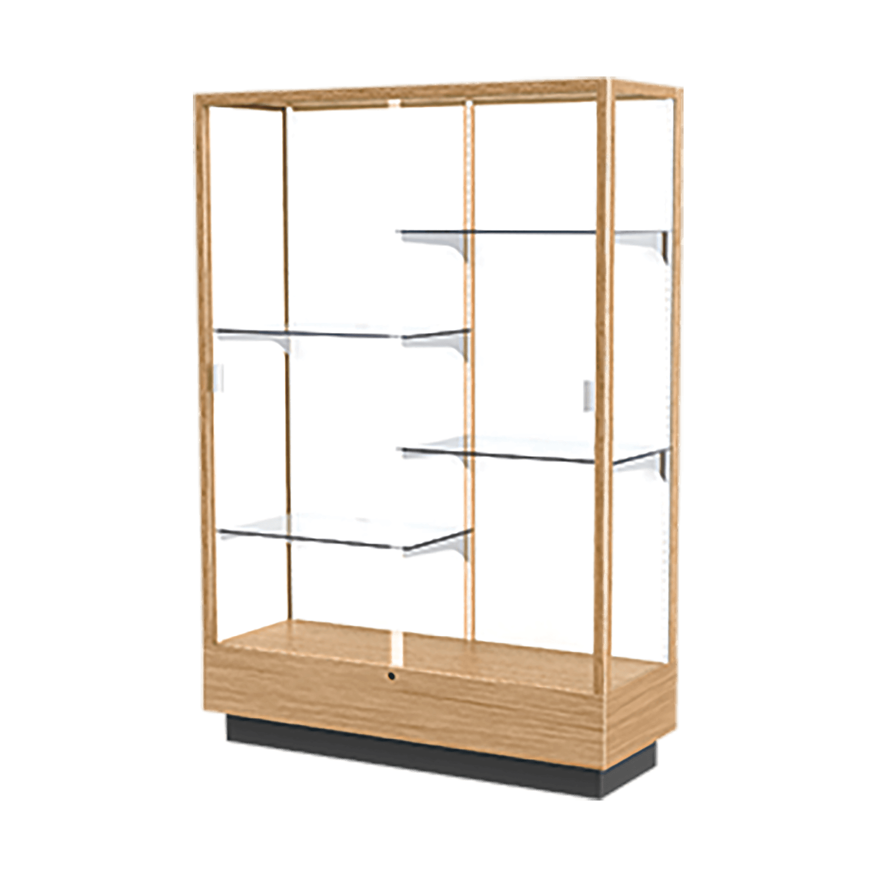 70"H x 48"W x 18"D Natural Maple Hardwood, White Back, Heritage Wood Display Case