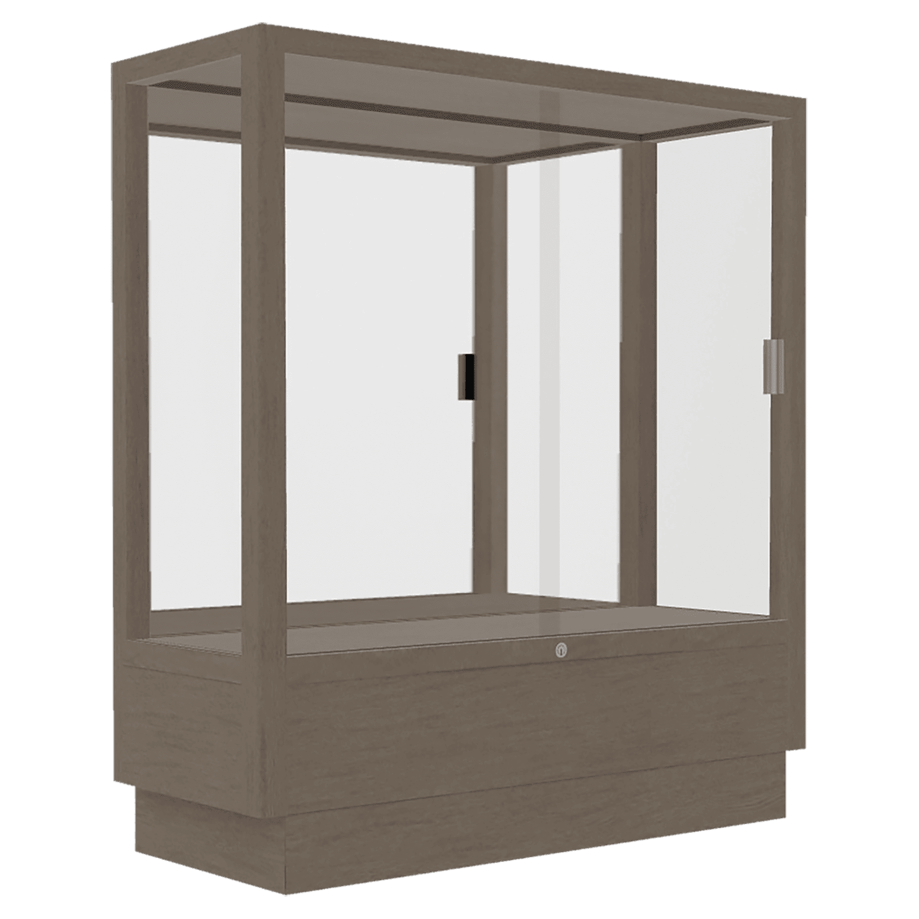 40"H x 36"W x 14"D Driftwood Hardwood, Mirror Back, Heritage Wood Display Case