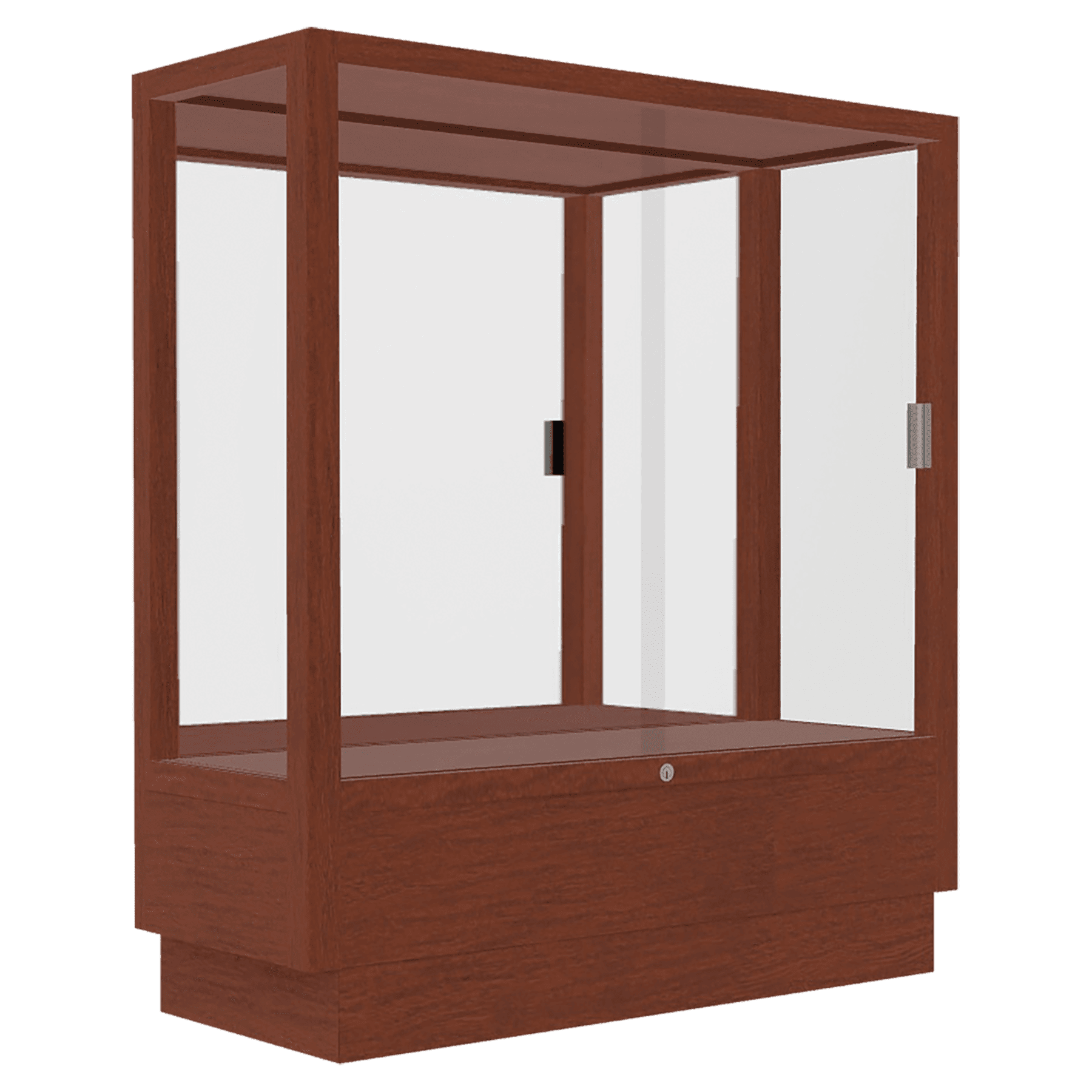 40"H x 36"W x 14"D Caramel Hardwood, Mirror Back, Heritage Wood Display Case