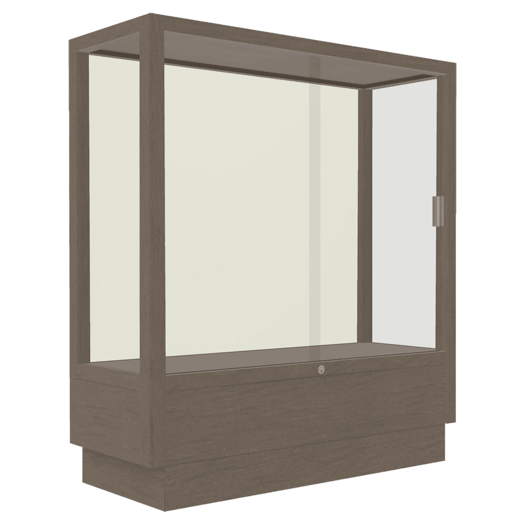 40"H x 36"W x 14"D Driftwood Hardwood, Plaque Fabric Back, Heritage Wood Display Case