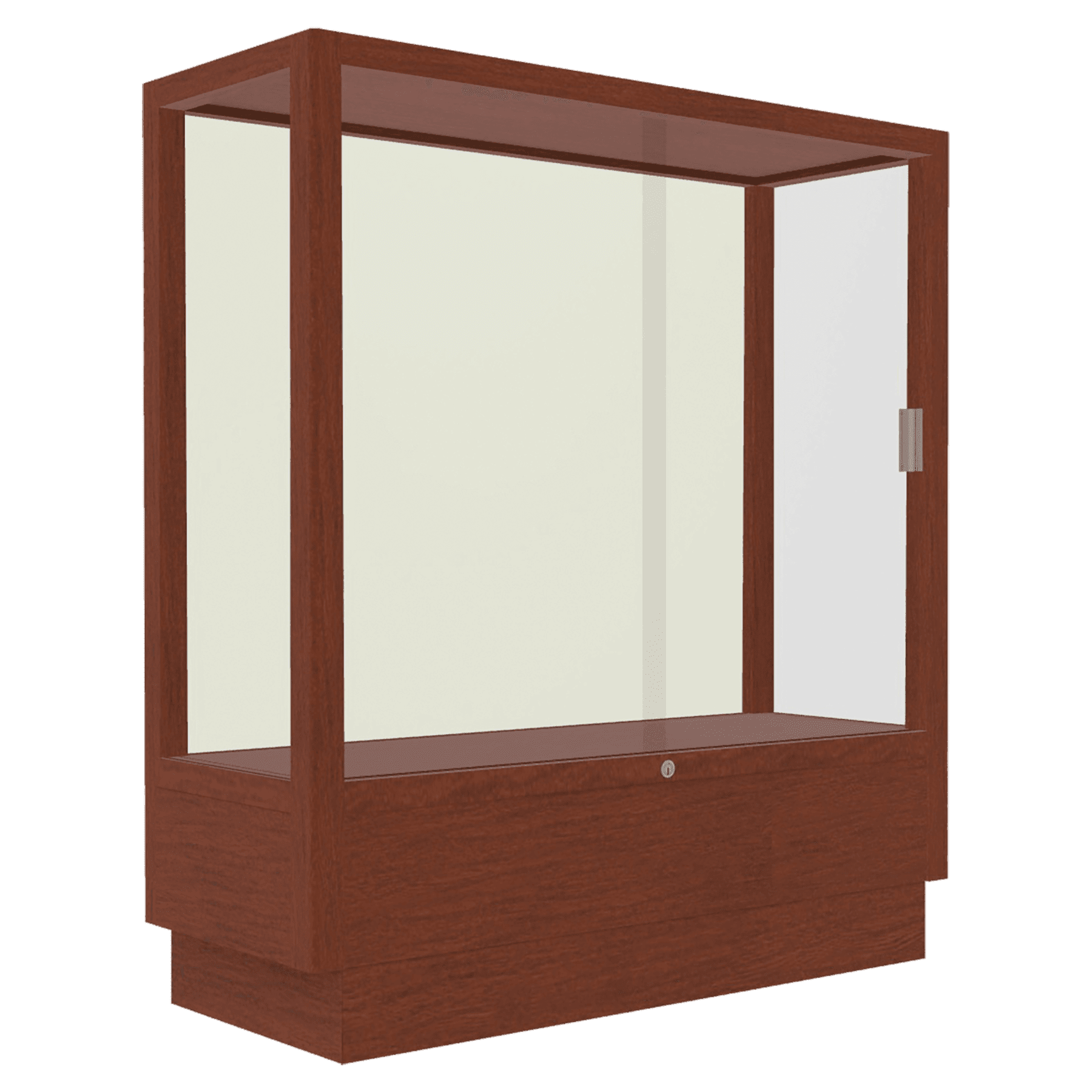 40"H x 36"W x 14"D Caramel Hardwood, Plaque Fabric Back, Heritage Wood Display Case