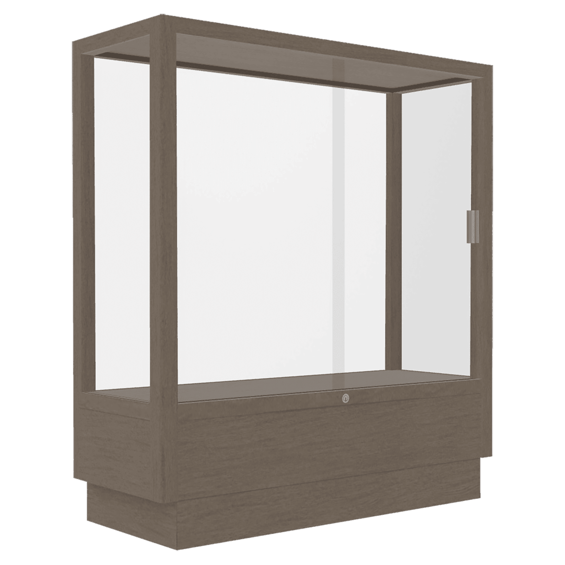 40"H x 36"W x 14"D Driftwood Hardwood, White Back, Heritage Wood Display Case