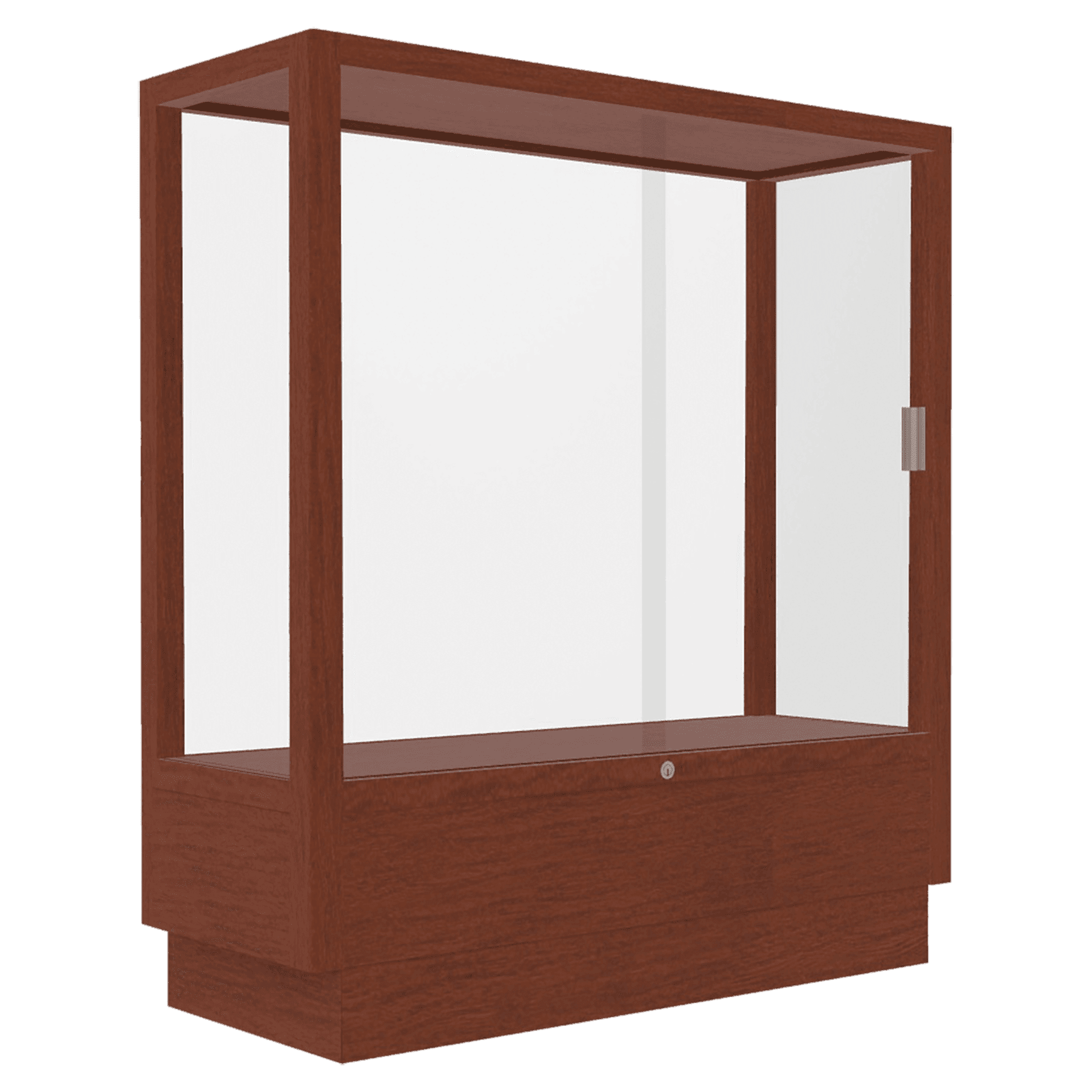 40"H x 36"W x 14"D Caramel Hardwood, White Back, Heritage Wood Display Case