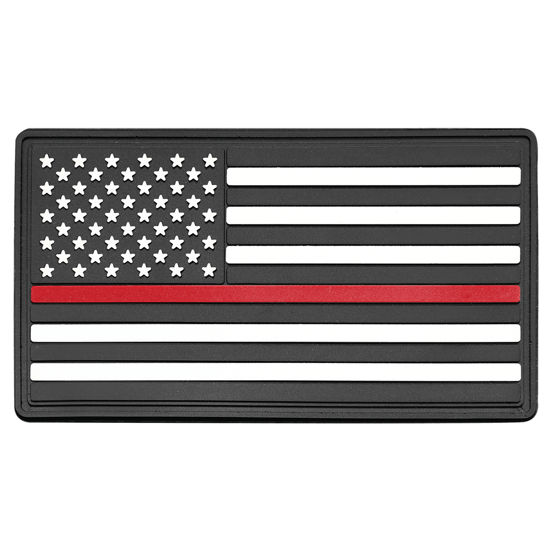1 3/4" x 3 1/4" Red Line American Flag PVC Patch representing support for firefighters - Kota Pro Adhesive included