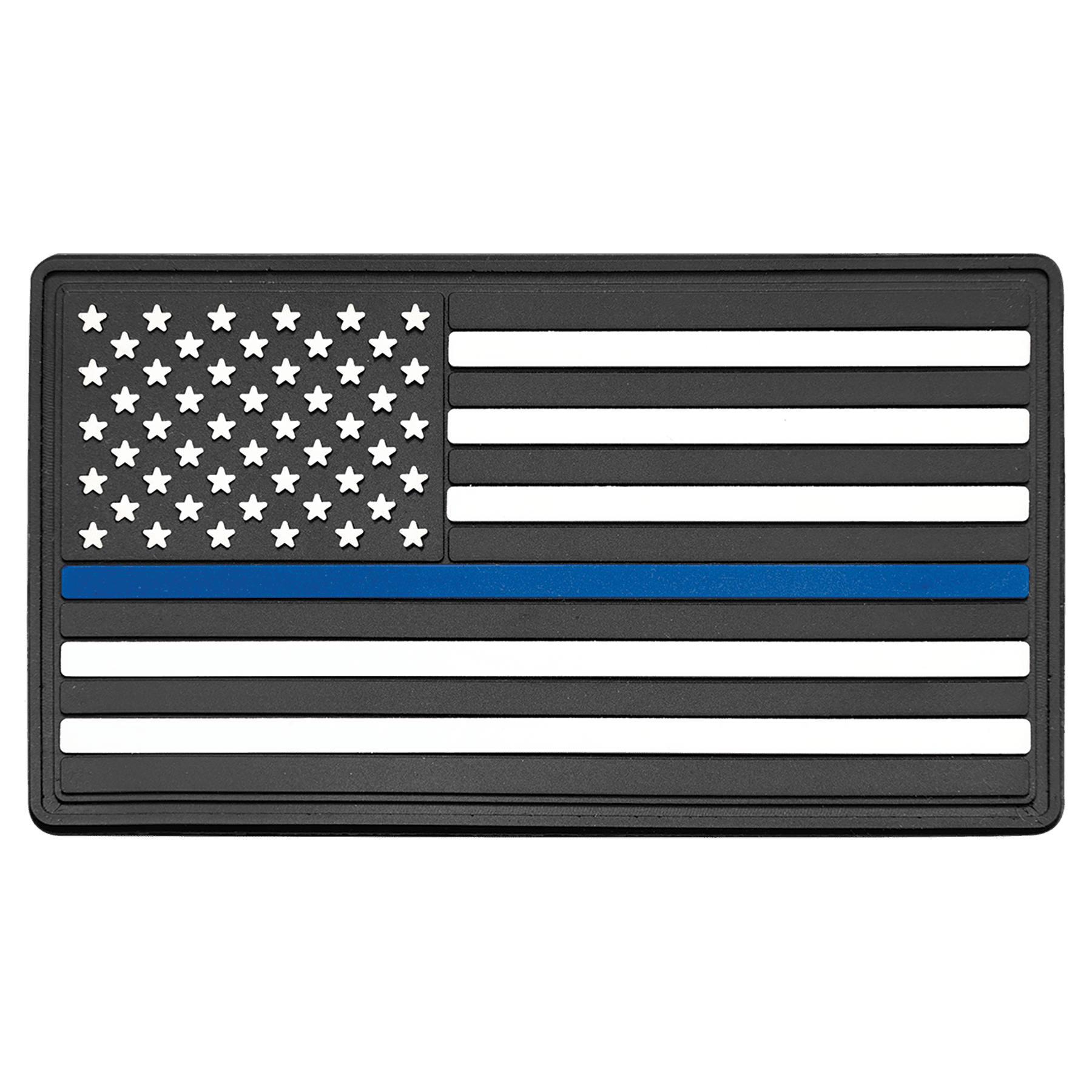 1 3/4" x 3 1/4" Blue Line American Flag PVC Patch representing support for law enforcement - Kota Pro Adhesive included