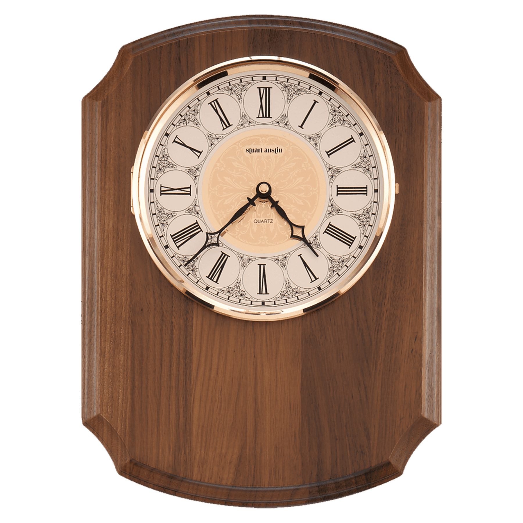 10 1/2" x 13" Walnut Plaque with Cut-Out for Clock-No Clock, No Plate