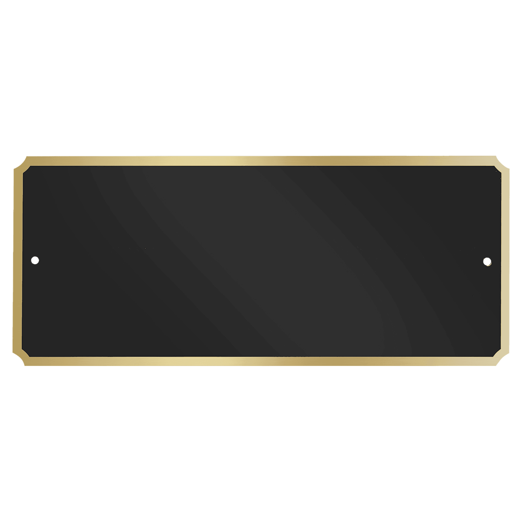 2 7/8" x 6 7/8" Laserable Black Brass Plate with Notched Corners, Gold Border and 2 holes